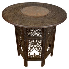 Antique Moroccan Moorish Style Hand Carved Side Table 