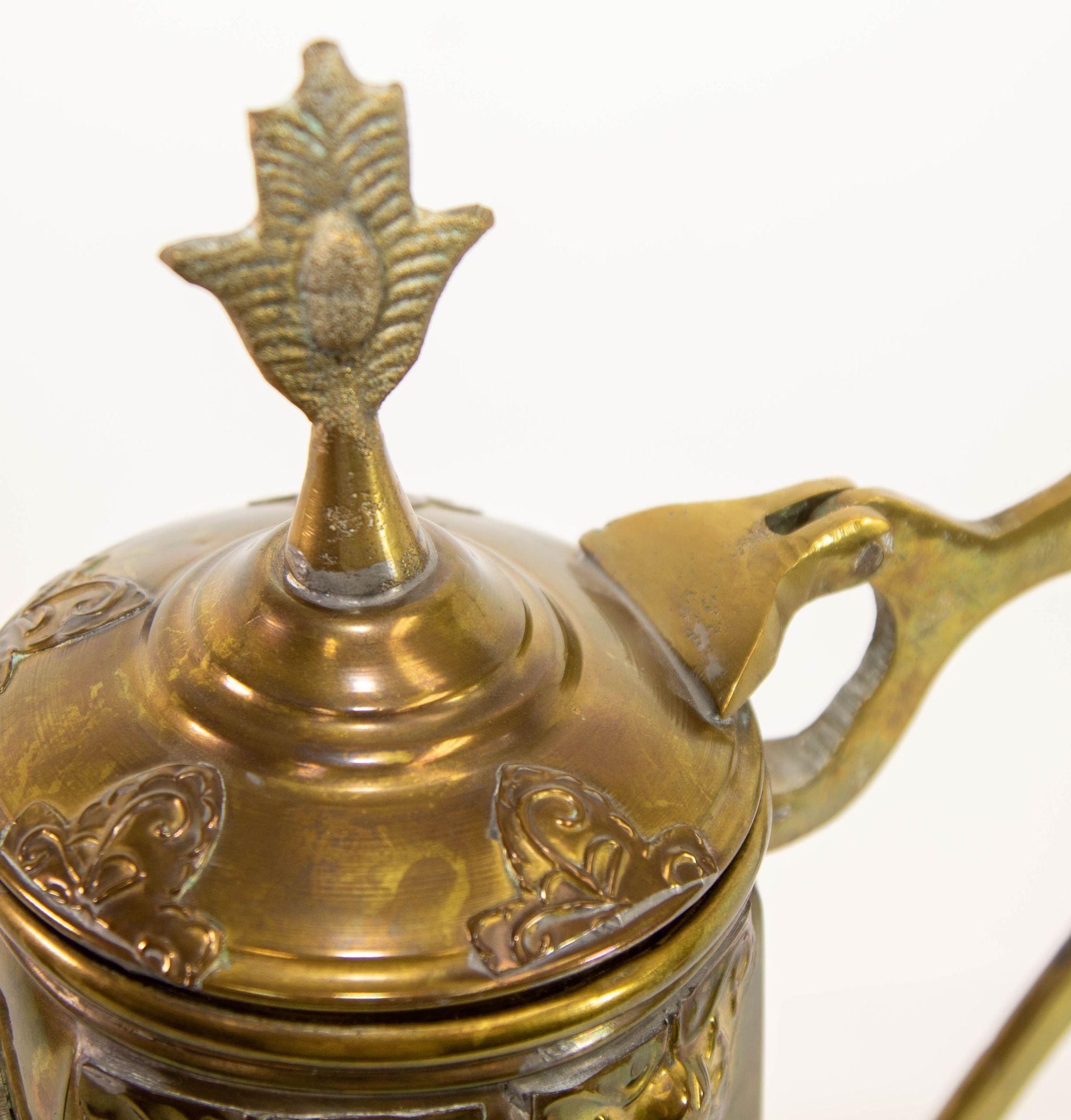 Antique Moroccan Islamic Brass Coffee Pot Dallah For Sale 1