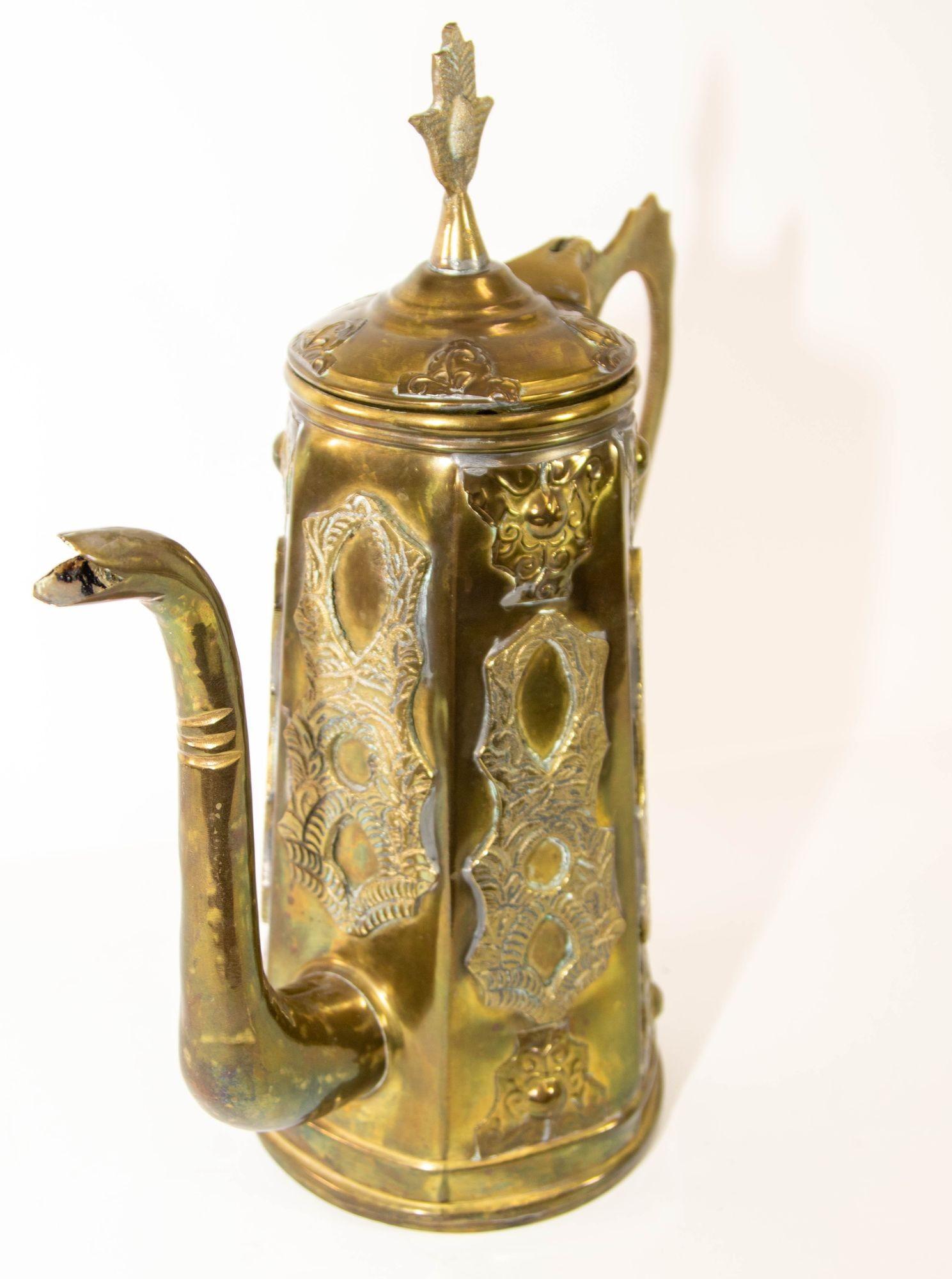 Antique Moroccan Islamic Brass Coffee Pot Dallah For Sale 2
