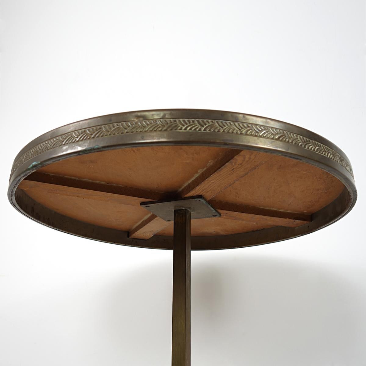 Antique Moroccan Occasional Table with Hammered and Engraved Copper Top 5