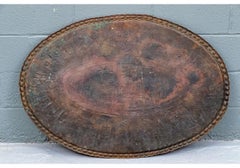 Antique Moroccan Oval Brass Serving Tray