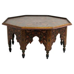 Antique Moroccan Painted Octagon Coffee Table