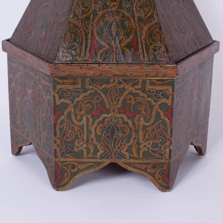 Antique Moroccan Painted Wood Box For Sale at 1stDibs