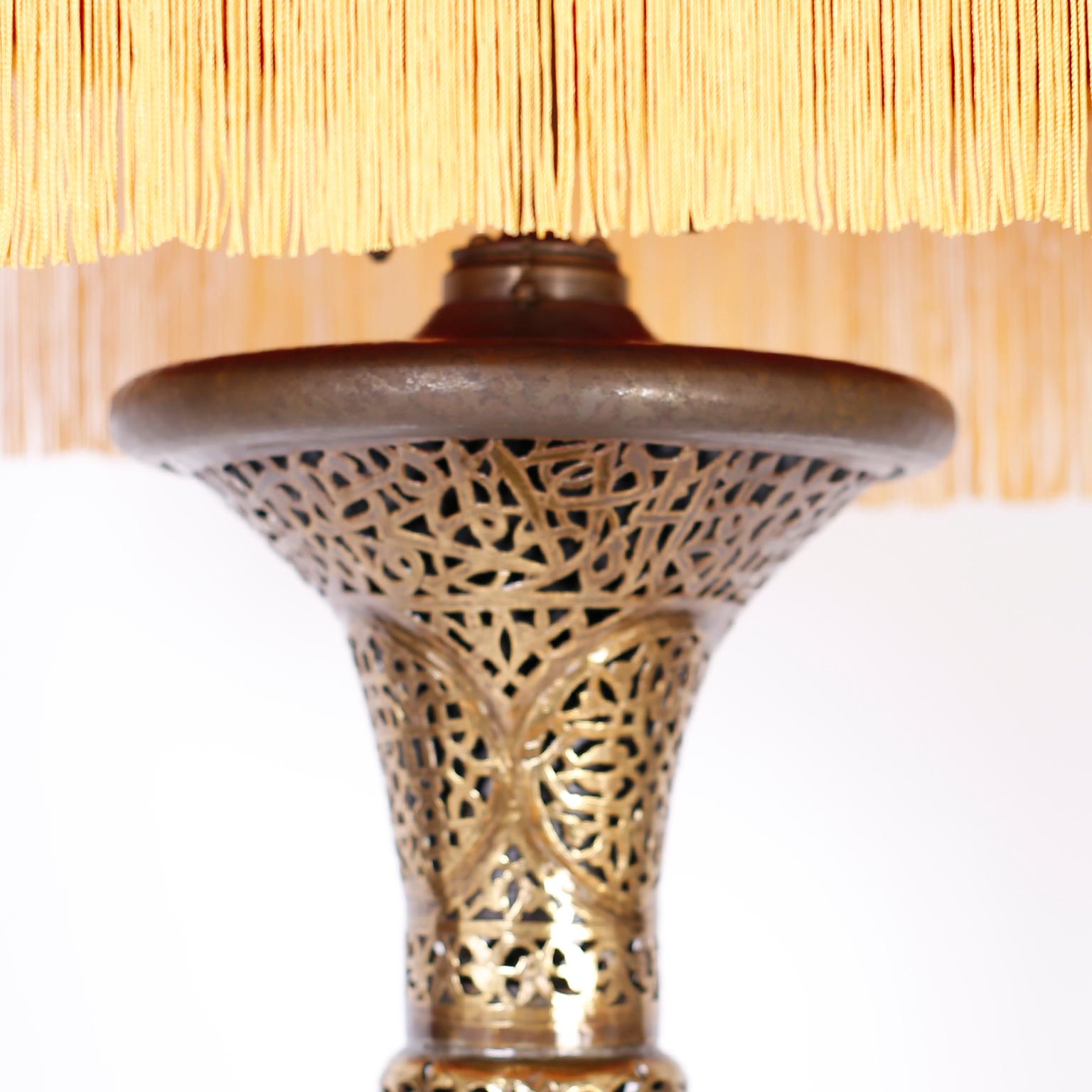 Antique Moroccan Pierced Brass Floor Lamp 1