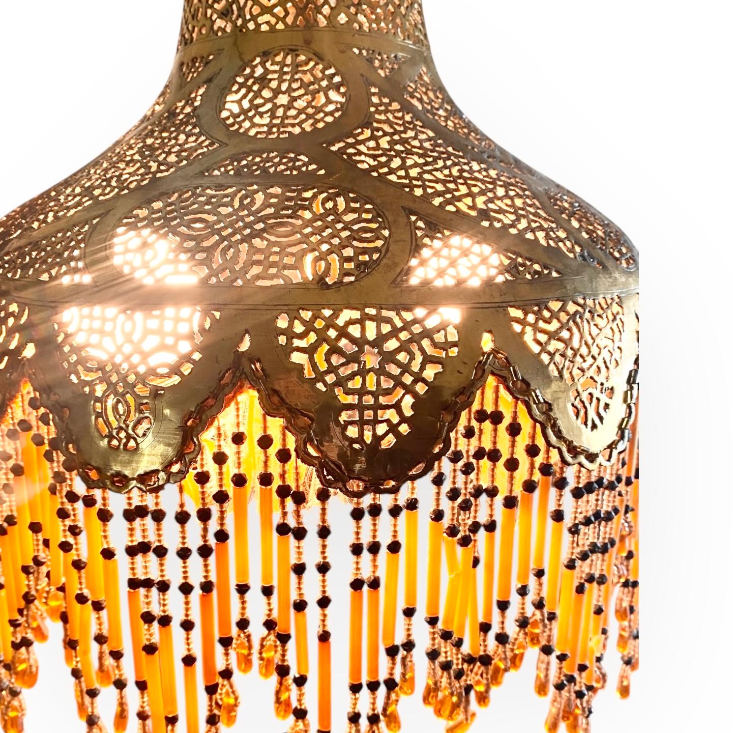 Antique Moroccan Pierced Brass Table Lamp For Sale 3