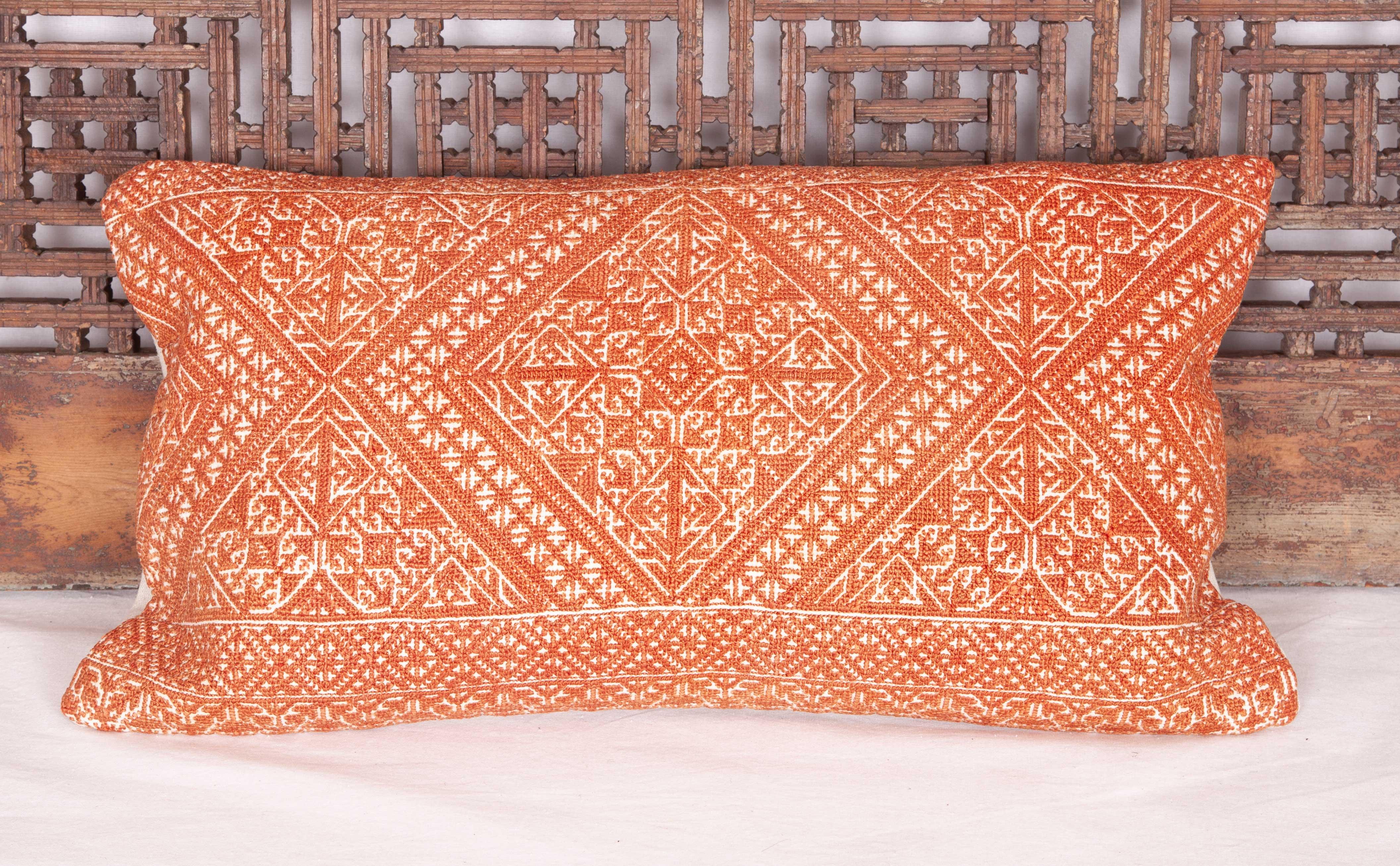 Silk Antique Moroccan Pillow Case Fashioned from a Fez Embroidery, Early 20th Century