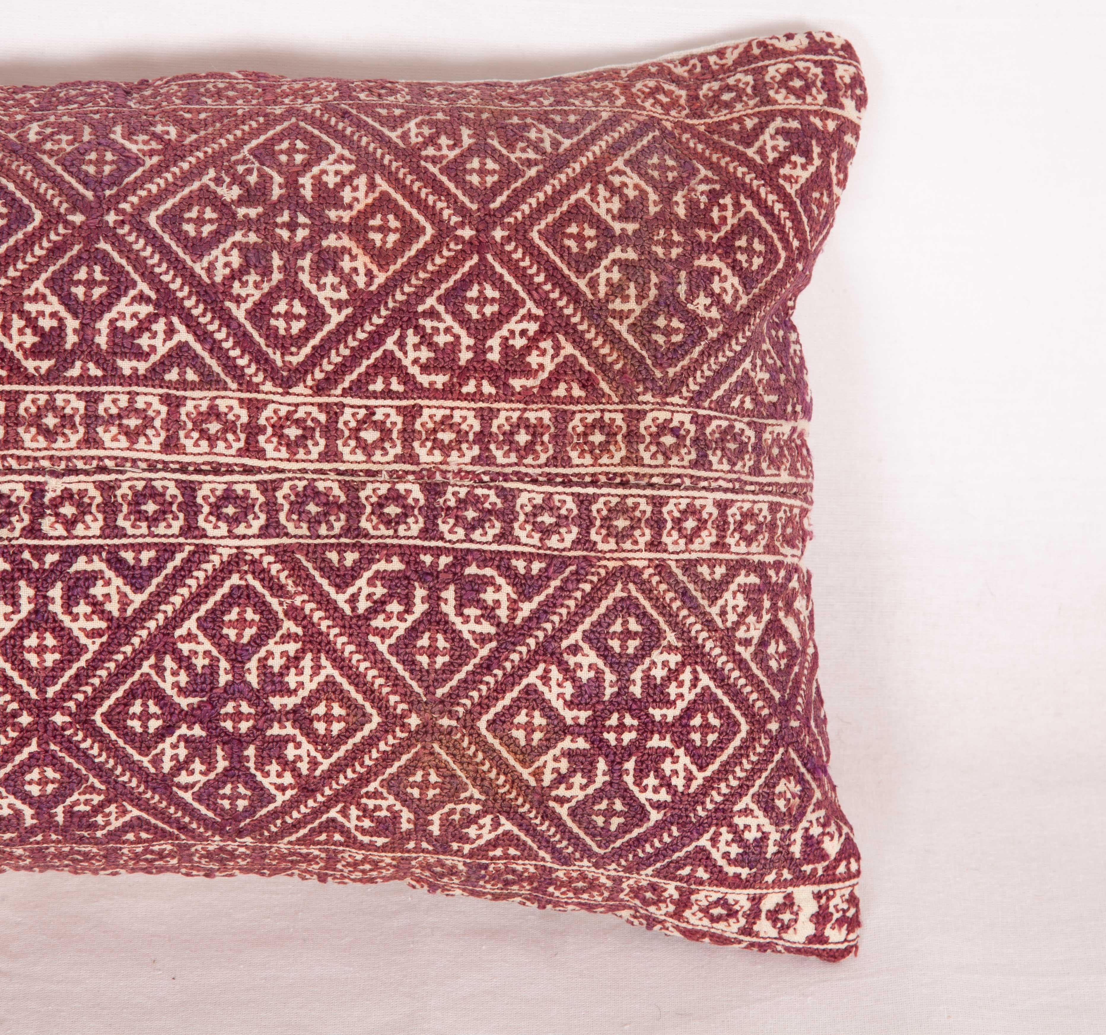 Tribal Antique Moroccan Pillow Case Fashioned from a Fez Embroidery, Early 20th Century