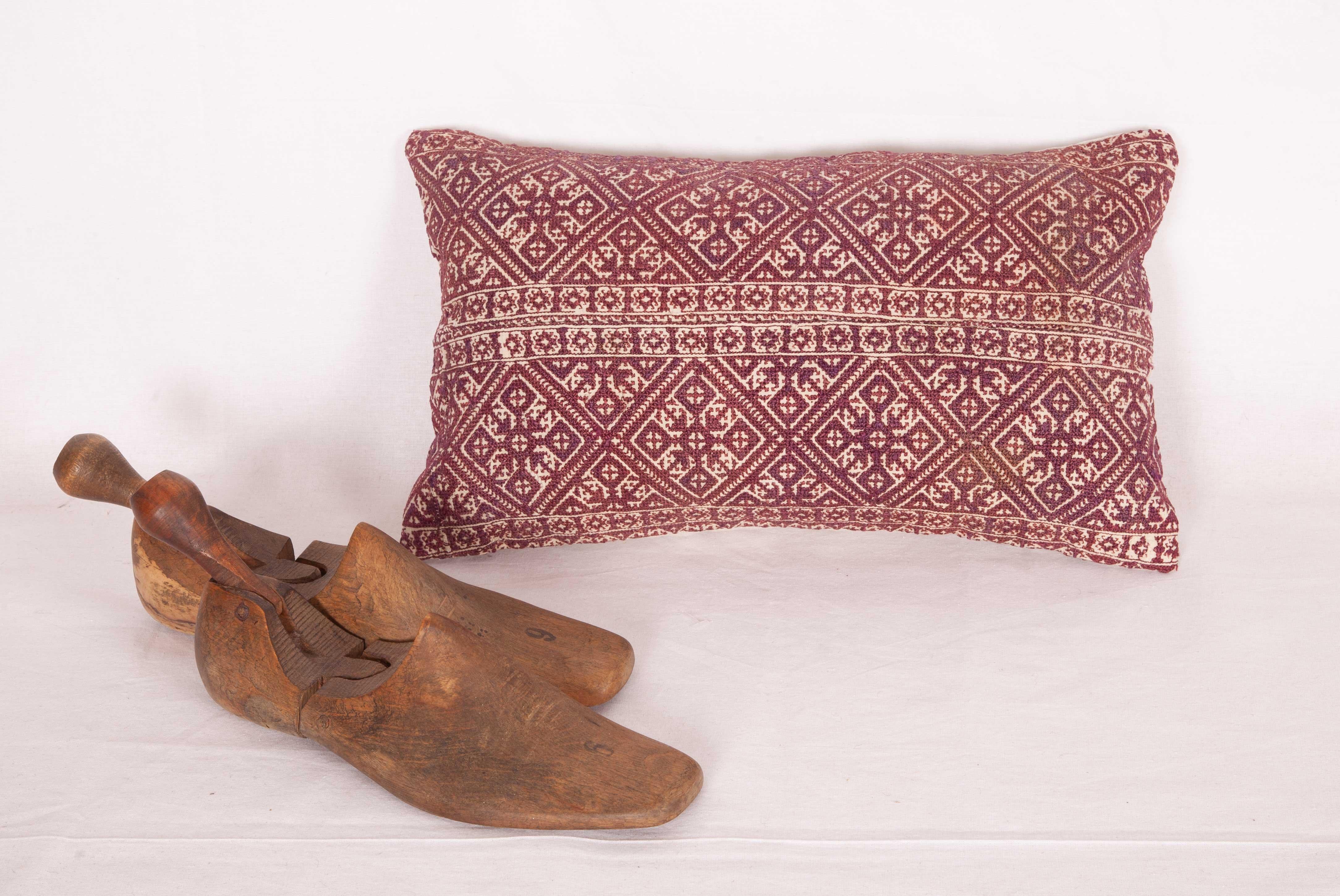 Embroidered Antique Moroccan Pillow Case Fashioned from a Fez Embroidery, Early 20th Century
