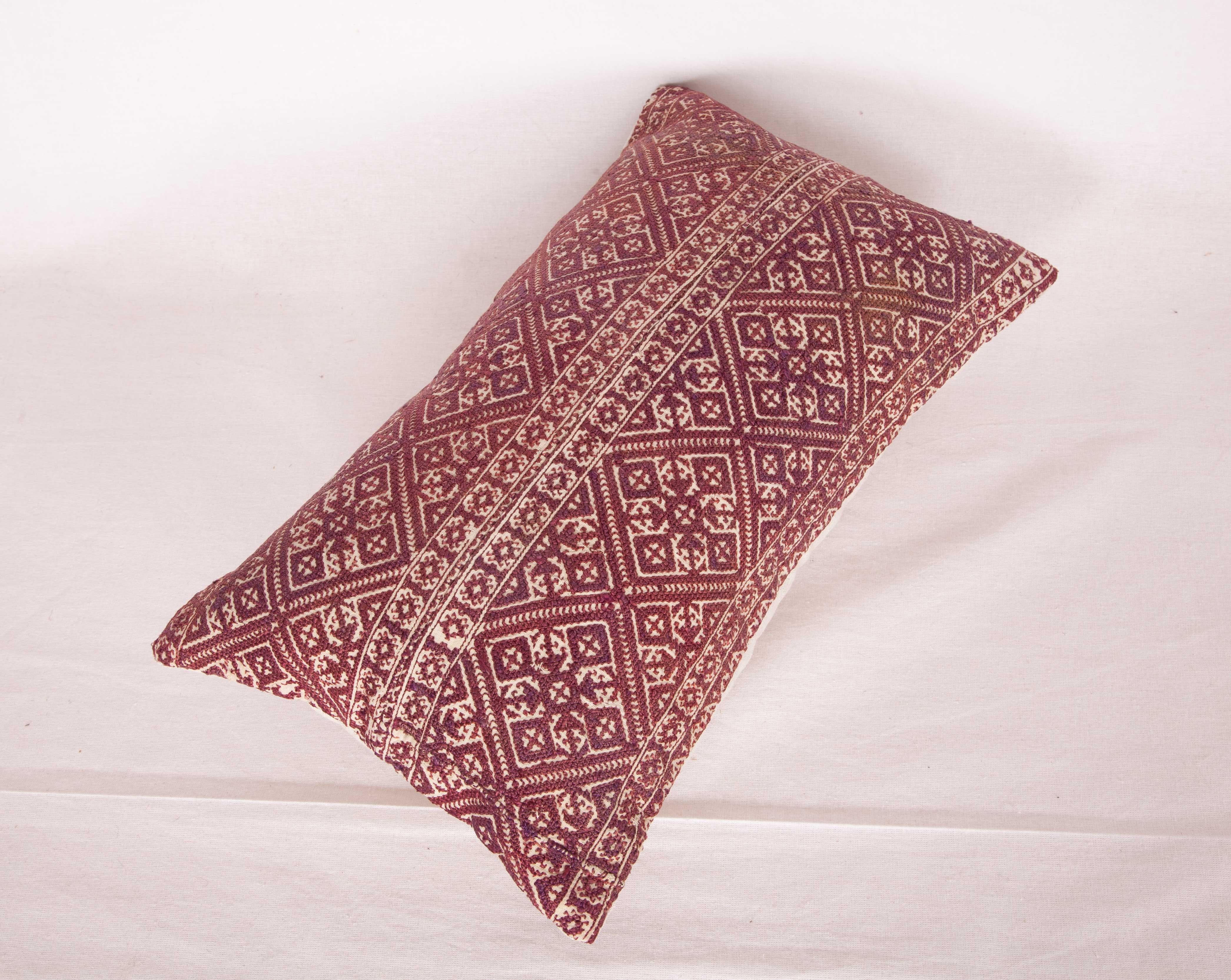 Silk Antique Moroccan Pillow Case Fashioned from a Fez Embroidery, Early 20th Century