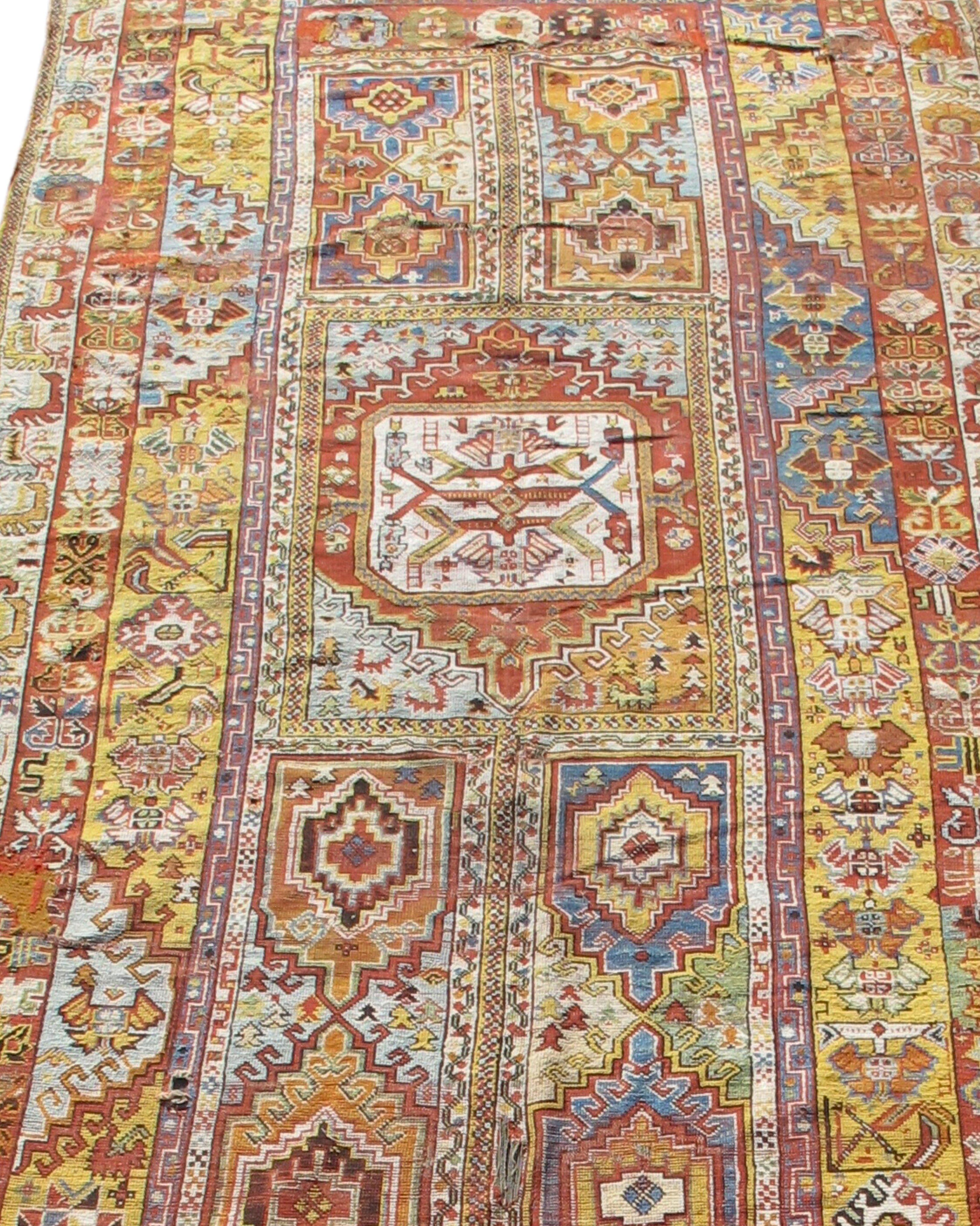 Hand-Knotted Antique Moroccan Rabat Long Rug, 19th Century For Sale