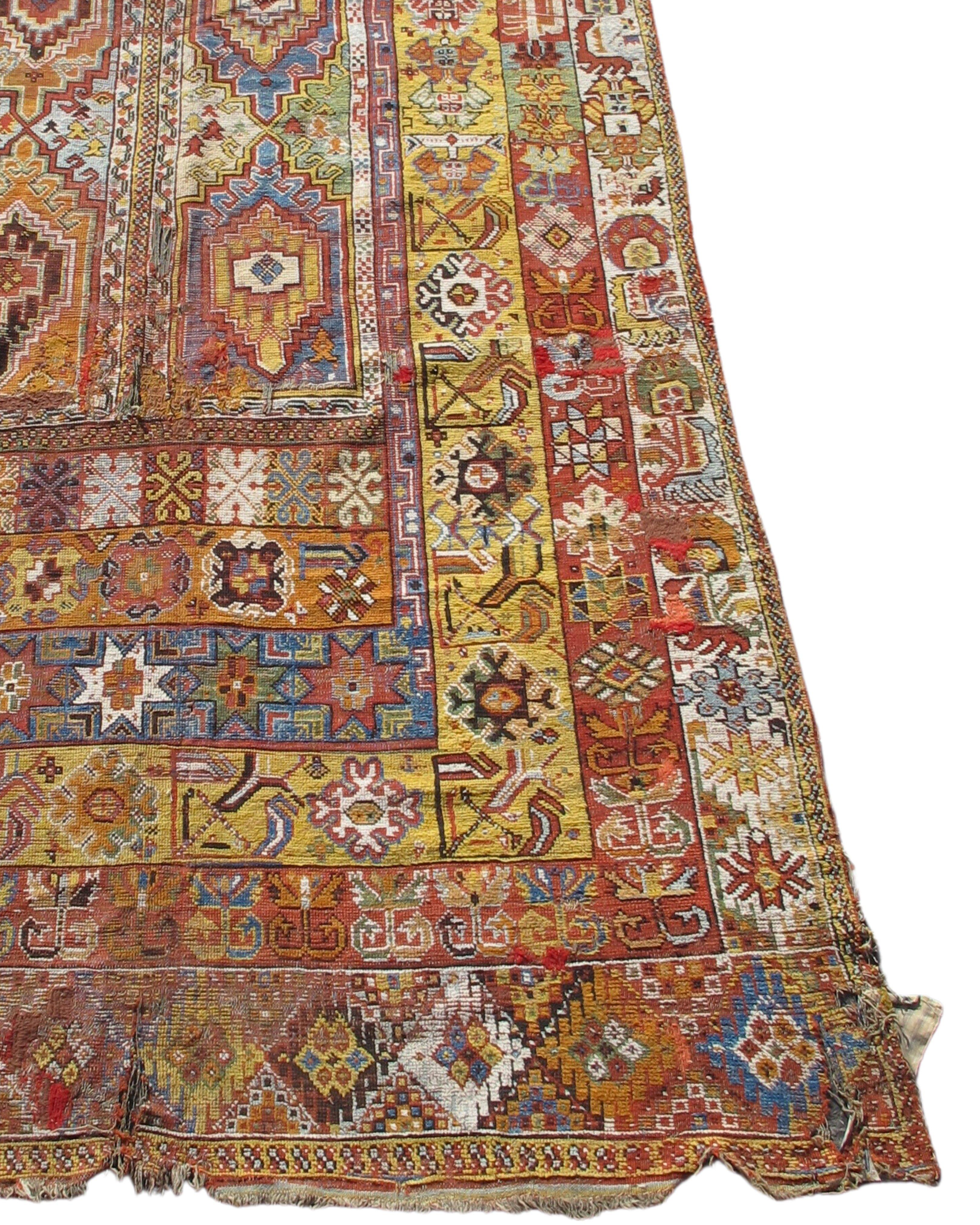 Wool Antique Moroccan Rabat Long Rug, 19th Century For Sale