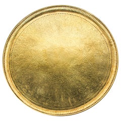 Antique Moroccan Round Brass Tray