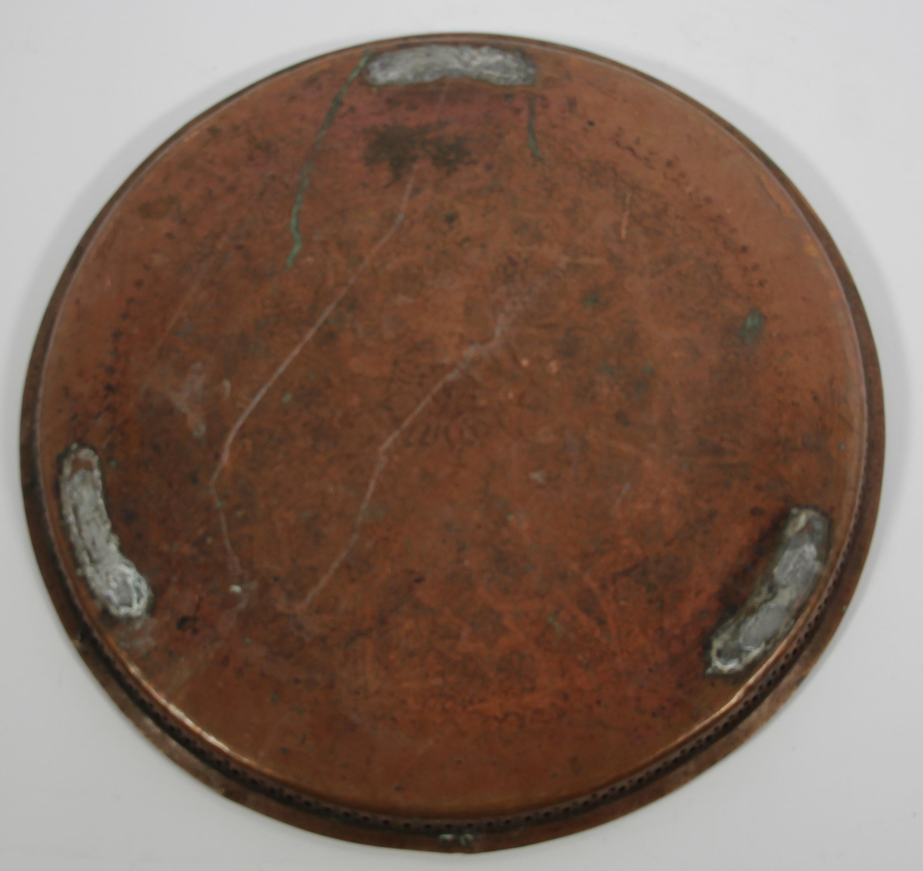 Antique Moorish Round Copper Tray 2