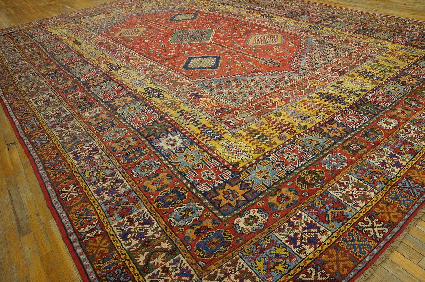 Wool Late 19th Century Moroccan Rabat Carpet ( 14'10