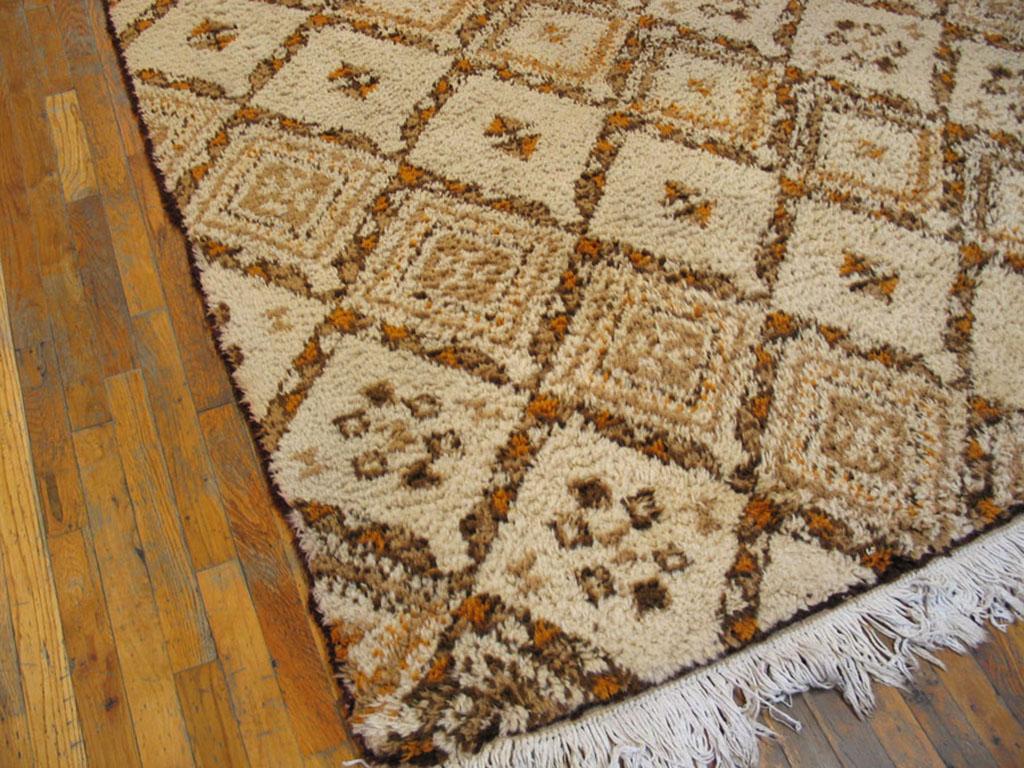 Hand-Knotted Vintage 1970s Moroccan Rabat Carpet ( 9' x 11'10