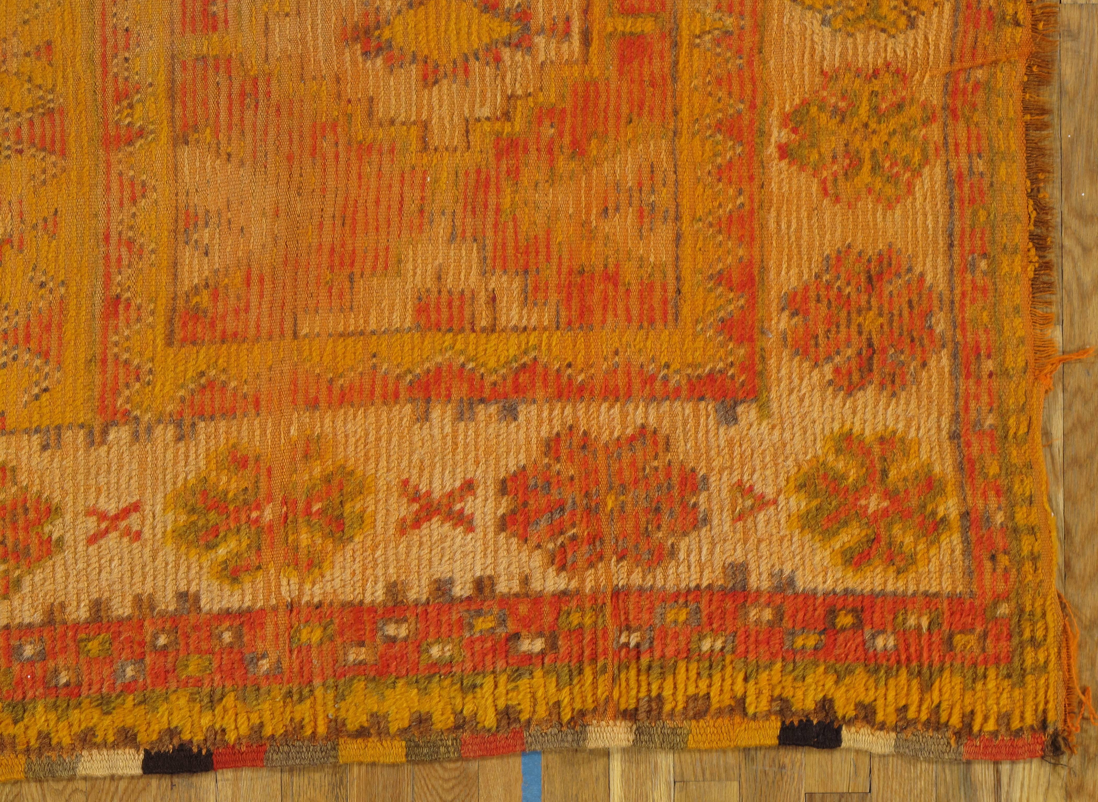 Vintage Moroccan Rug, Handmade, Distressed, Worn, Great Colors and Design In Good Condition In Port Washington, NY