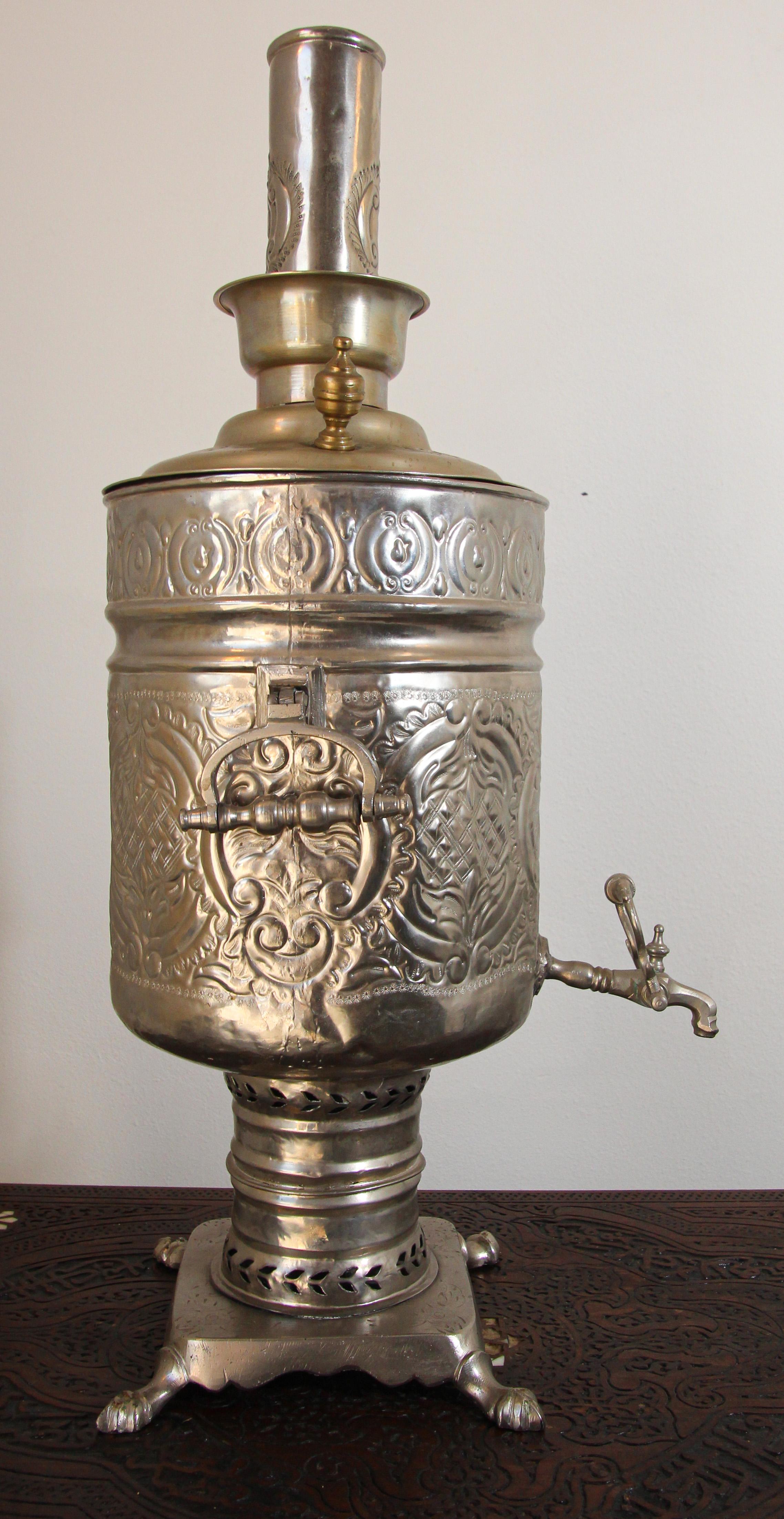 Antique Moroccan Silver Decorative Samovar 10