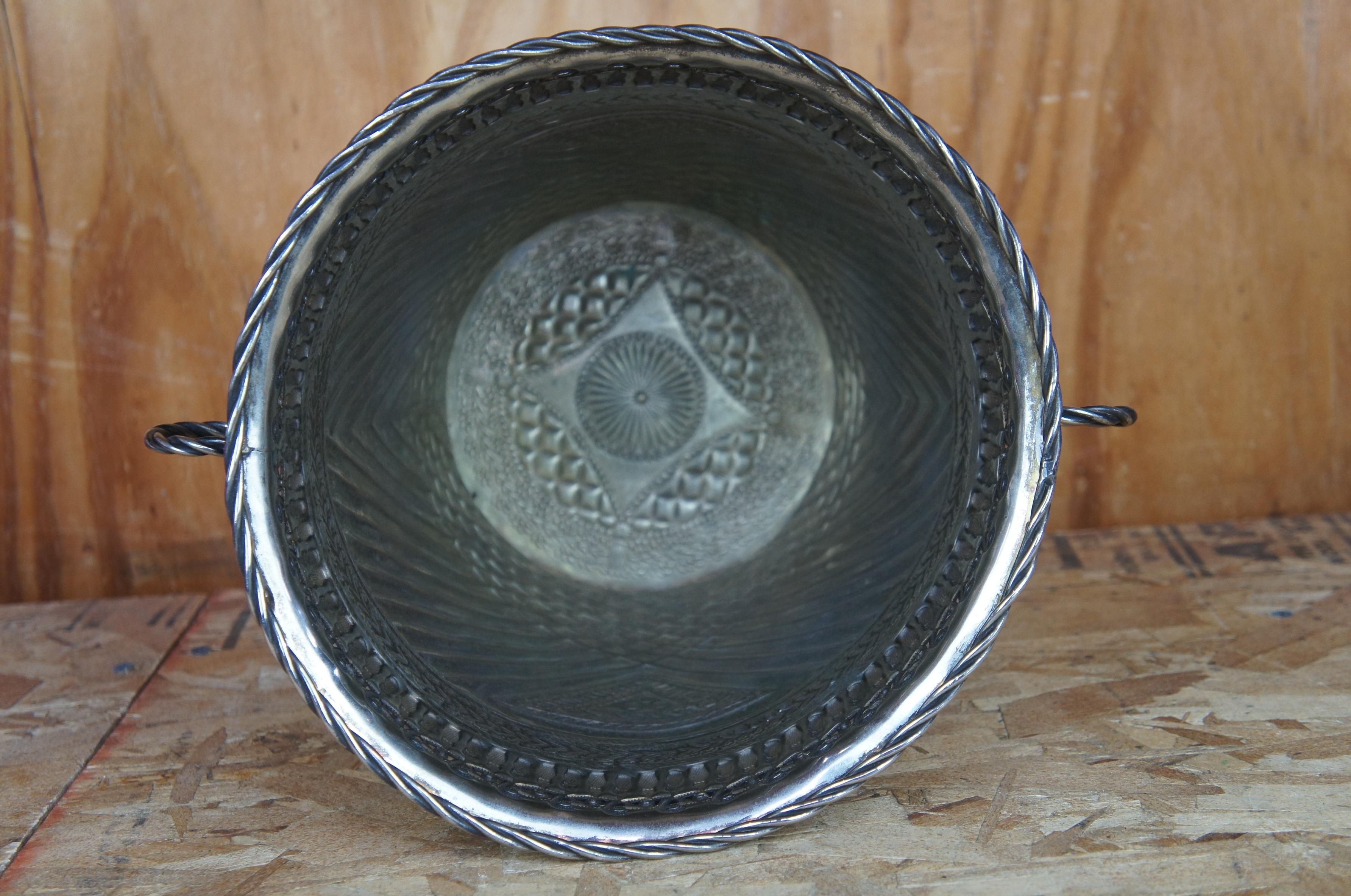 20th Century Antique Moroccan Silver Hammam Hammered Reticulated Bucket Ice Wine Trash Can