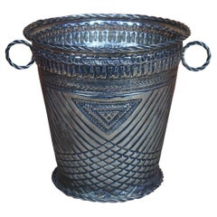 Antique Moroccan Silver Hammam Hammered Reticulated Bucket Ice Wine Trash Can