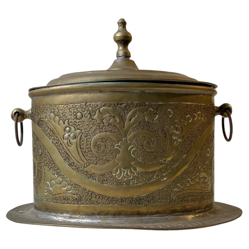 Antique Moroccan Tea Caddy in Brass, 1900s For Sale