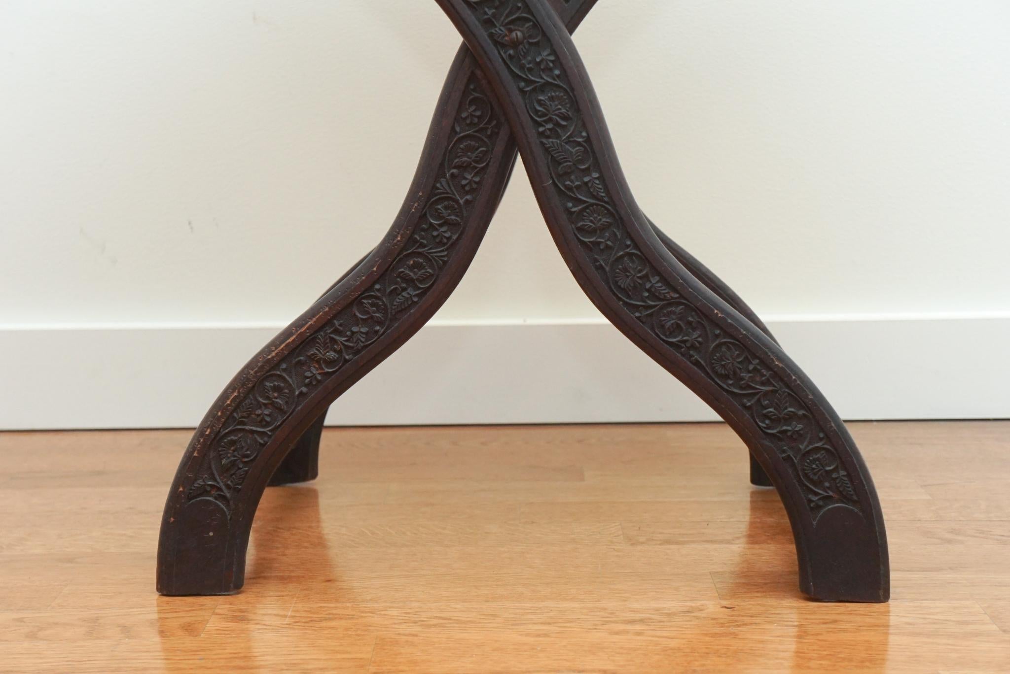 Leather Antique Moroccan Tray Table For Sale
