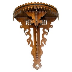 Antique Moroccan Wall Bracket Shell Inlay Moorish Wall Shelf 1920s