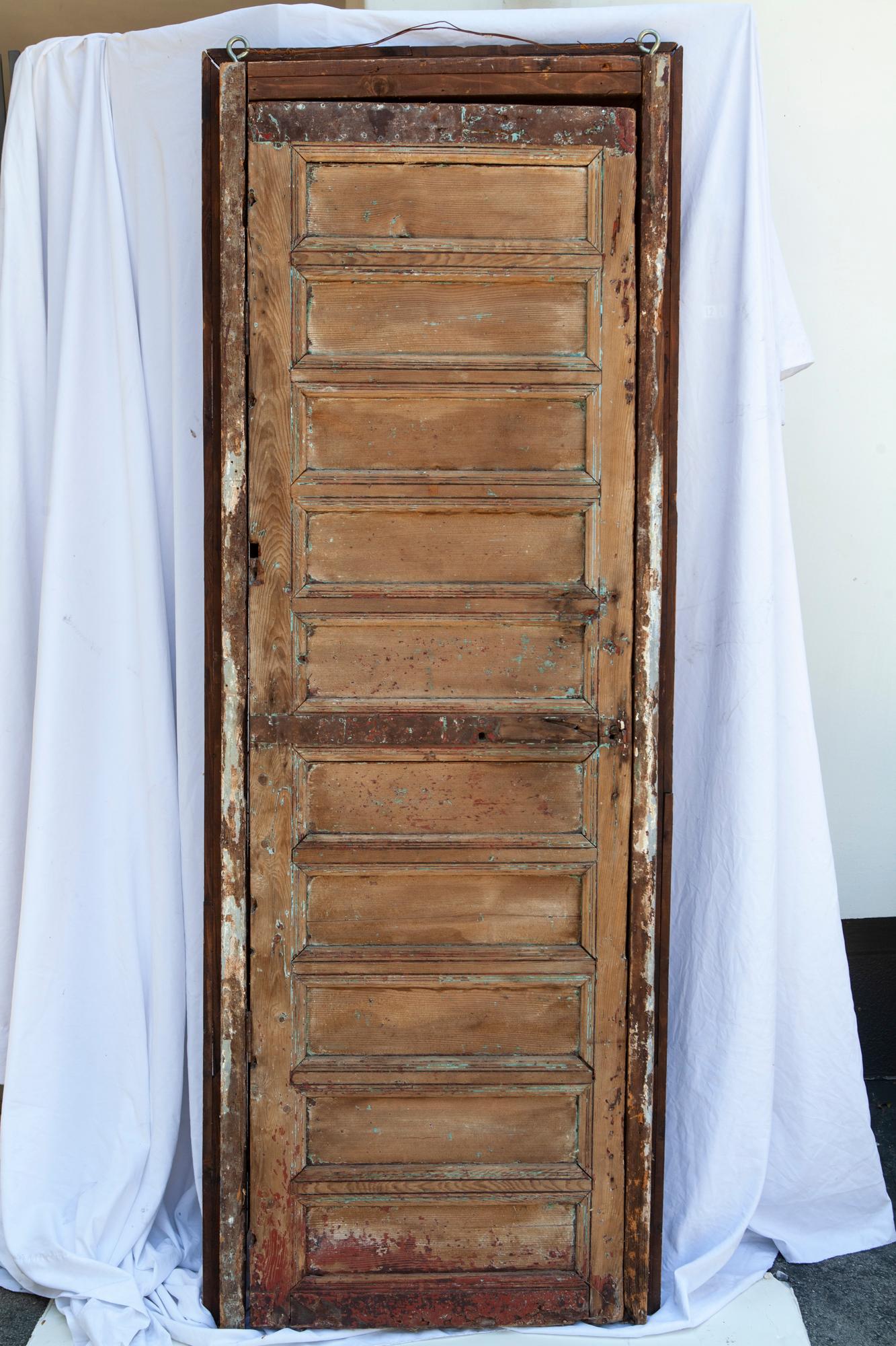 Antique Moroccan Weathered Door w Original Frame For Sale 3