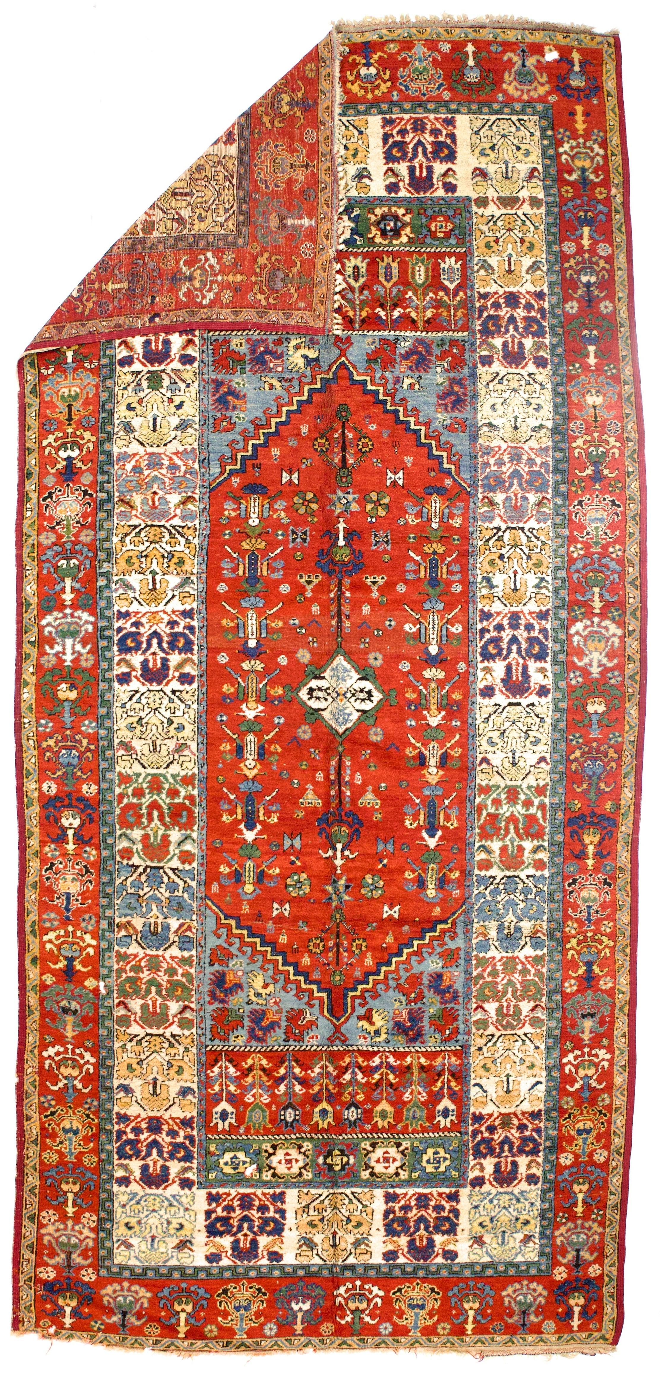 Antique Moroccan Wool Rug 6’4” x 13’1”. Comprising both the nomadic Berber rugs of the Atlas Mountains, with very thick piles, coarse knotting and limited palettes, and the more colourful, coarse to moderate rugs woven around Rabat, often with