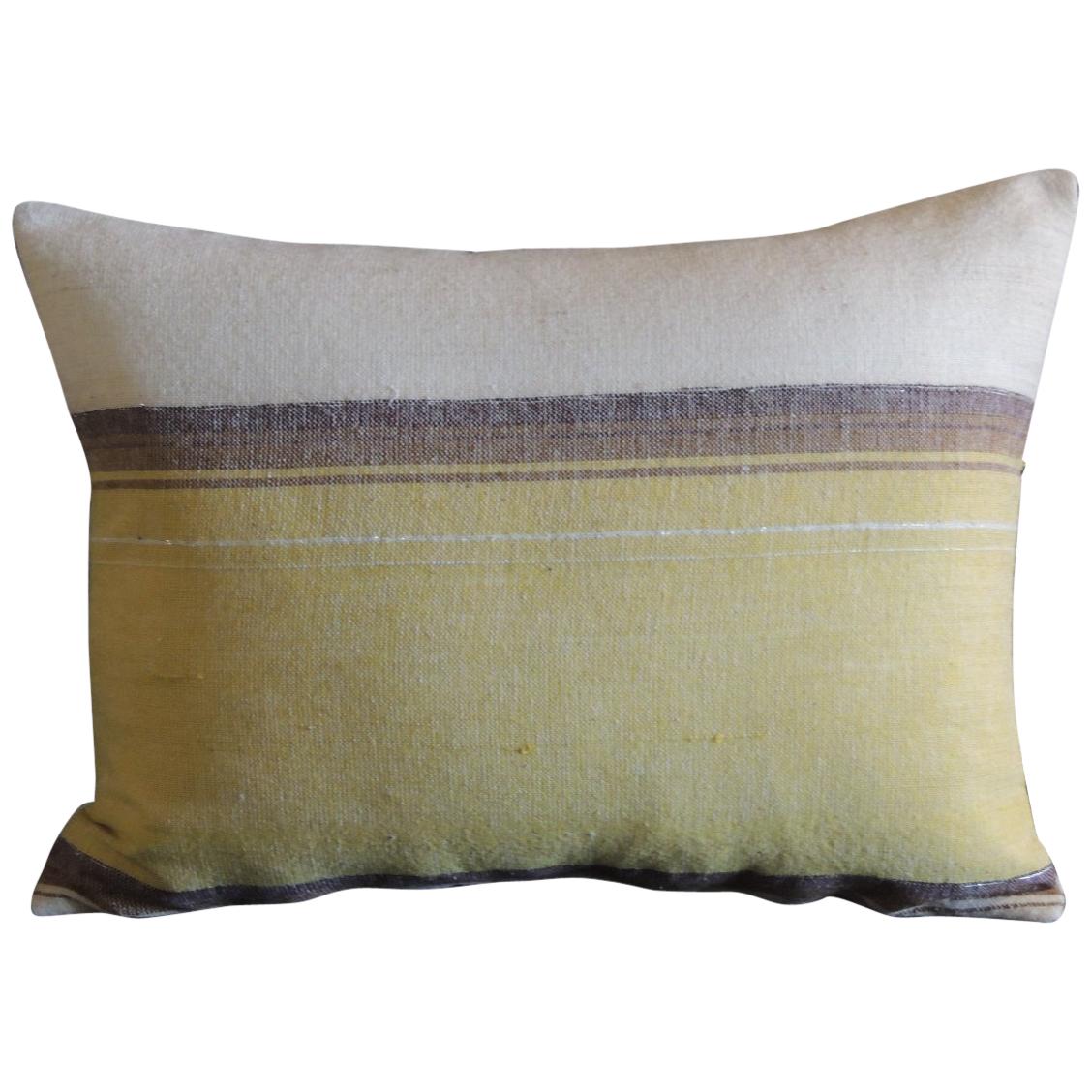 Yellow Woven Linen Swedish Decorative Bolster Pillow For Sale at 1stDibs