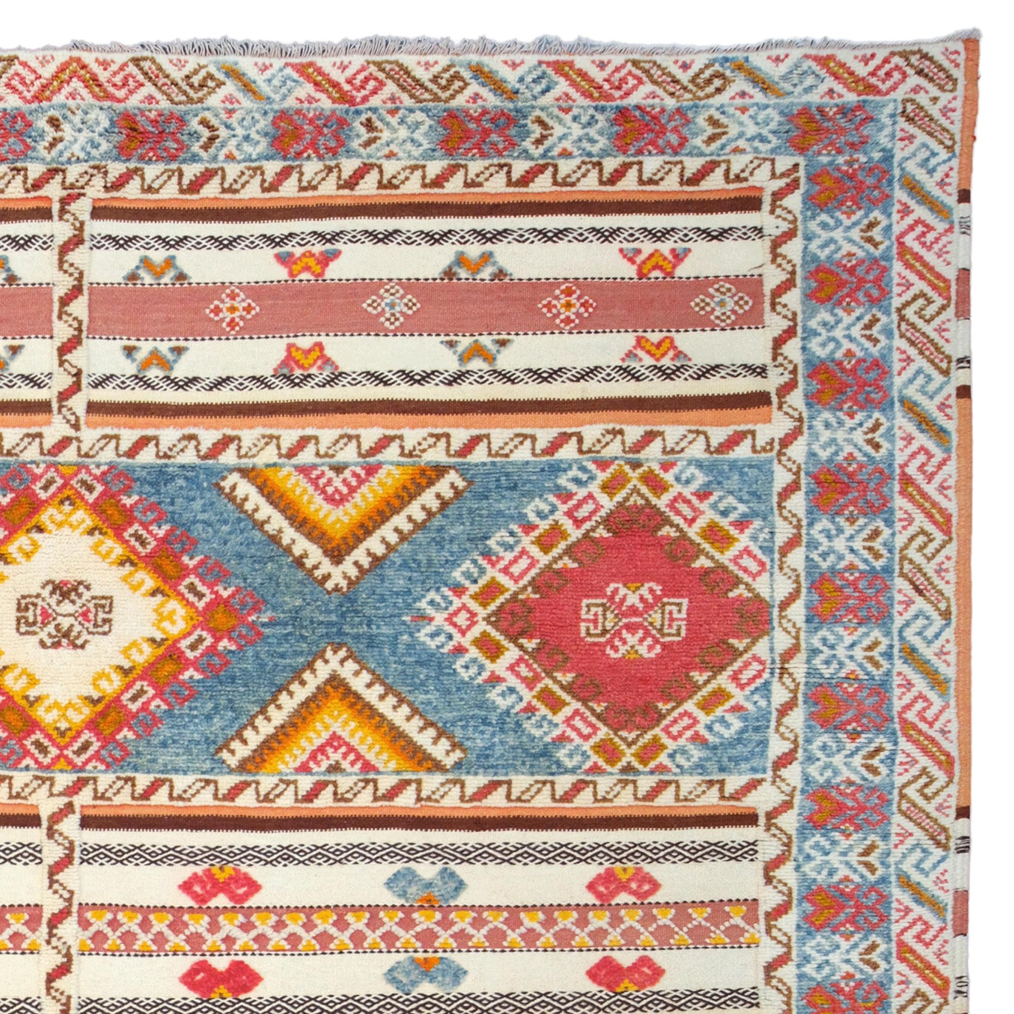 Tapis ancien du Maroc - Tapis ancien en laine du Maroc du 19ème siècle Bon état - En vente à Sultanahmet, 34
