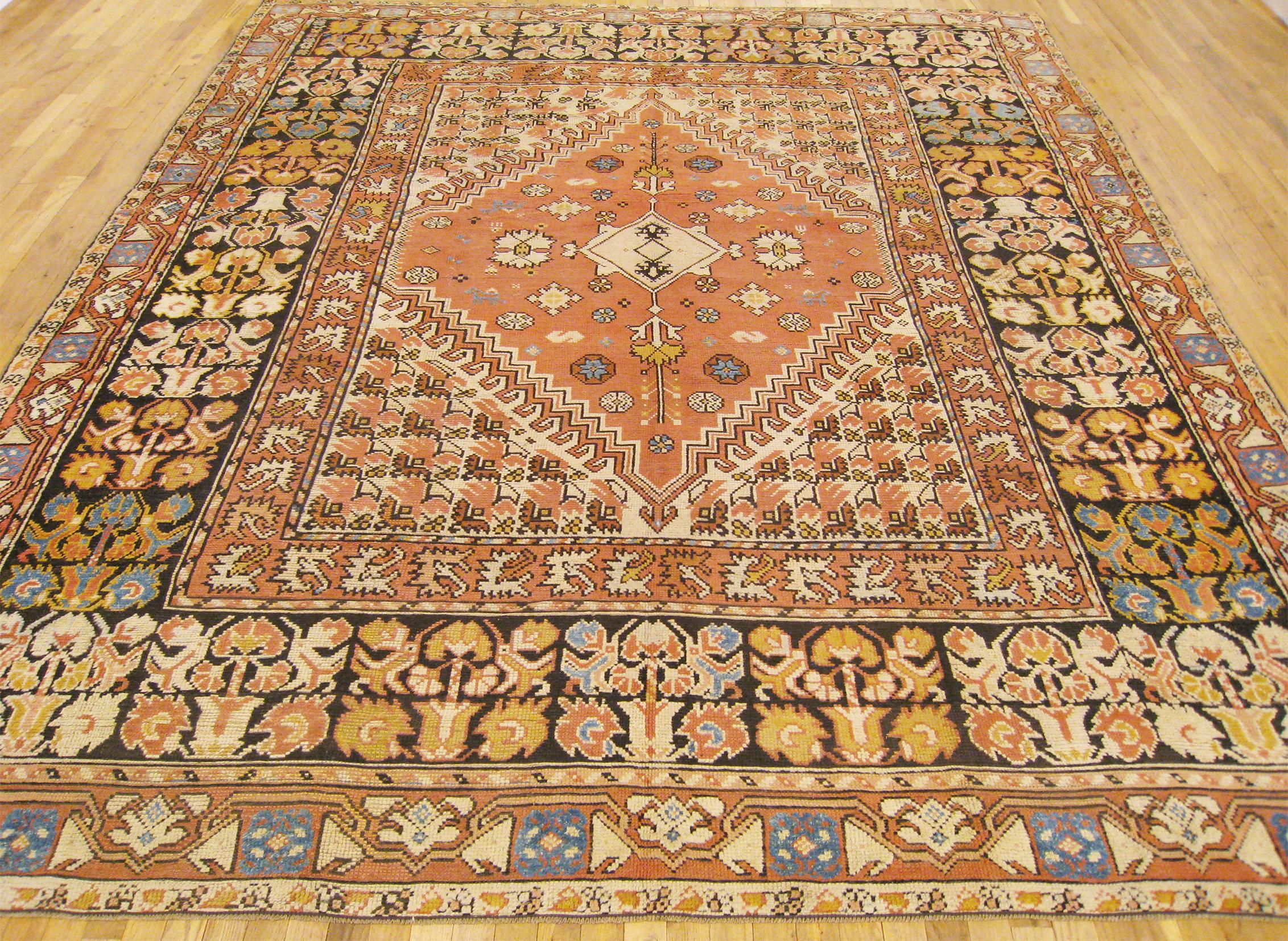 Hand-Knotted Antique Morrocan Oriental Rug, in Room Size, with a Central Medallion For Sale