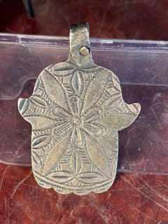 Antique Moroccan Silver Hamsa Spiritual Talisman Handcrafted Fine Flower Design