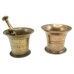 Antique Mortar and Pestle Duo, English, Brass, Apothecary, Jardiniere, Georgian