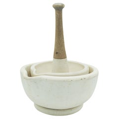 Antikes Mortar- und Stößel-Duo, englisch, Keramik, Küche, Apotheker, viktorianisch