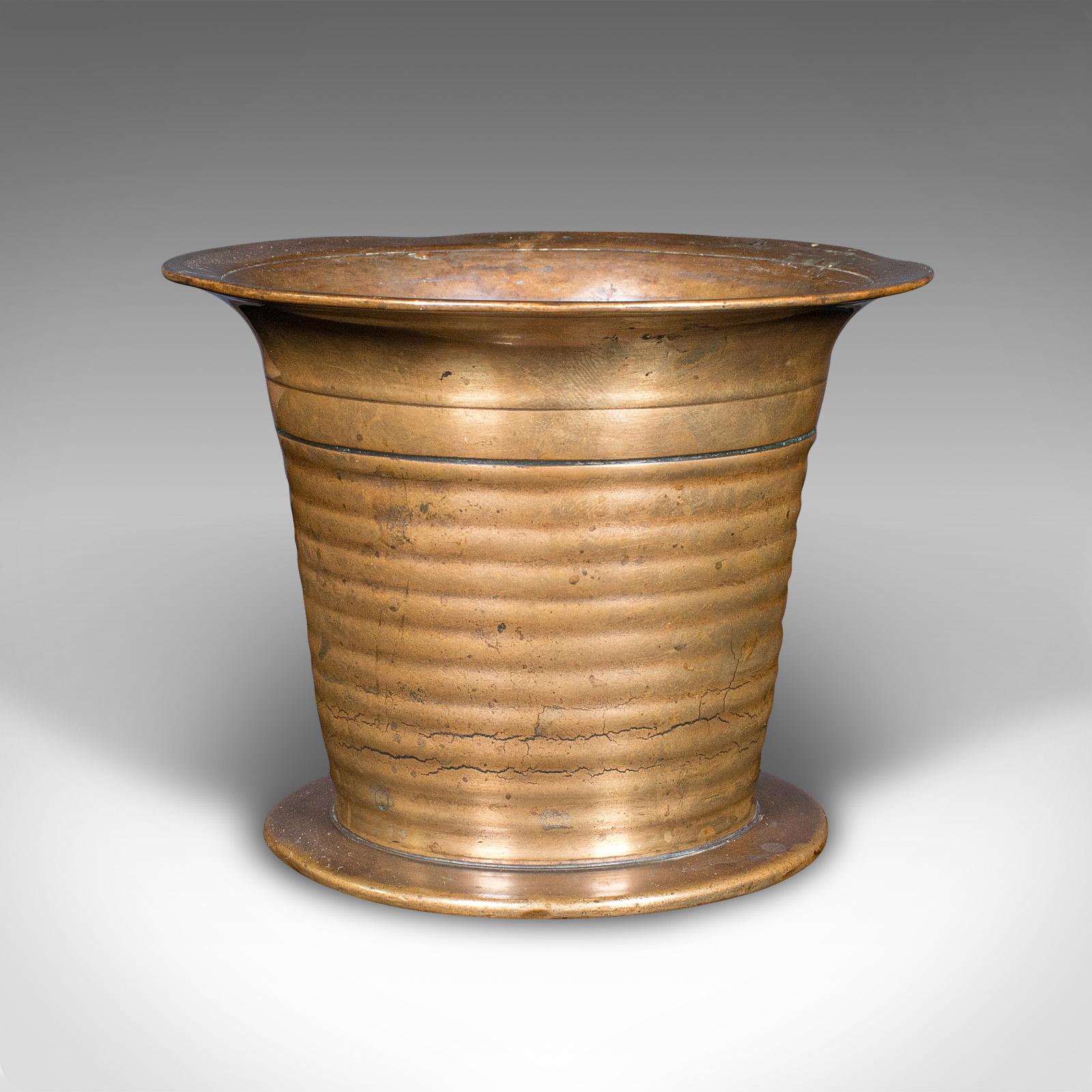 British Antique Mortar And Pestle, English, Brass Apothecary Instrument, Victorian, 1850 For Sale