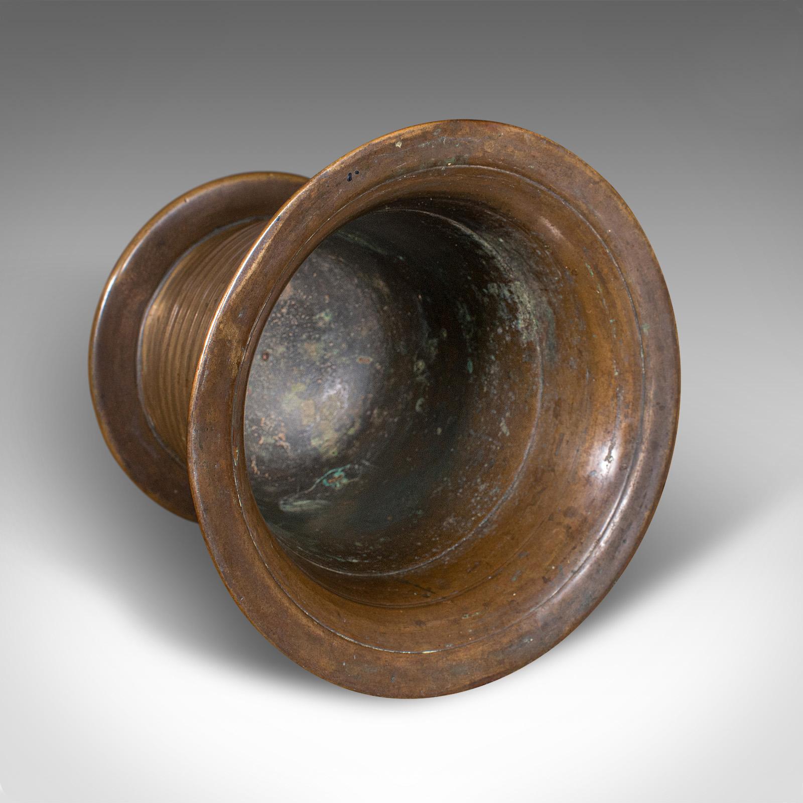 Antique Mortar And Pestle, English, Brass Apothecary Instrument, Victorian, 1850 For Sale 3