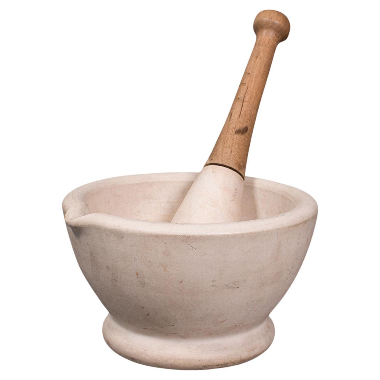 Antique Mortar and Pestle, English, Ceramic, Apothecary, Cookery Tool, Victorian For Sale