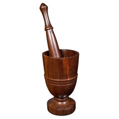 Antiker Mortar und Stößel, englisch, Nussbaum, Apotheker, Küchenaid, viktorianisch