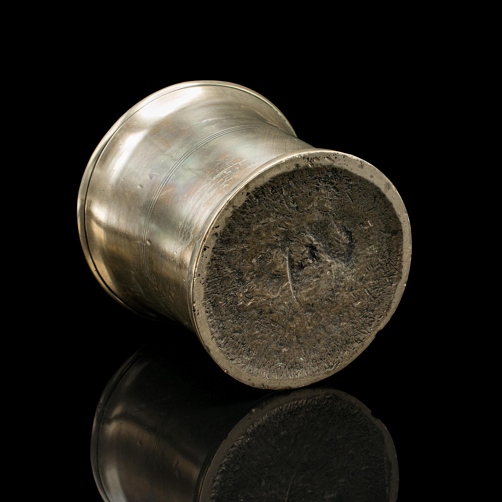 Antique Mortar and Pestle Set, English Bronze Apothecary Grinder, Georgian, 1750 Bronce en venta