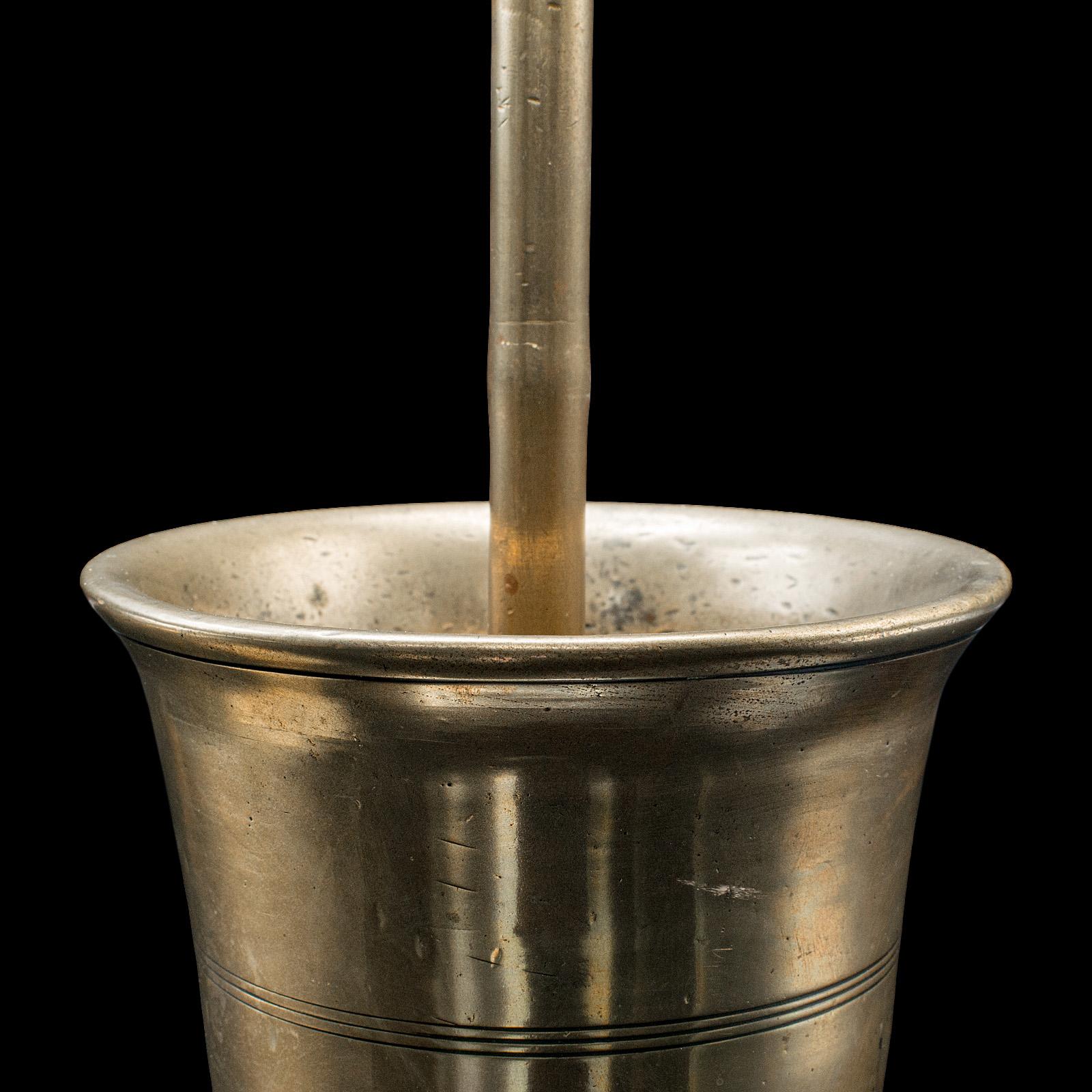 Antique Mortar and Pestle Set, English Bronze Apothecary Grinder, Georgian, 1750 en venta 2