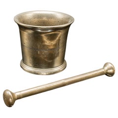 Antique Mortar and Pestle Set, English Bronze Apothecary Grinder, Georgian, 1750