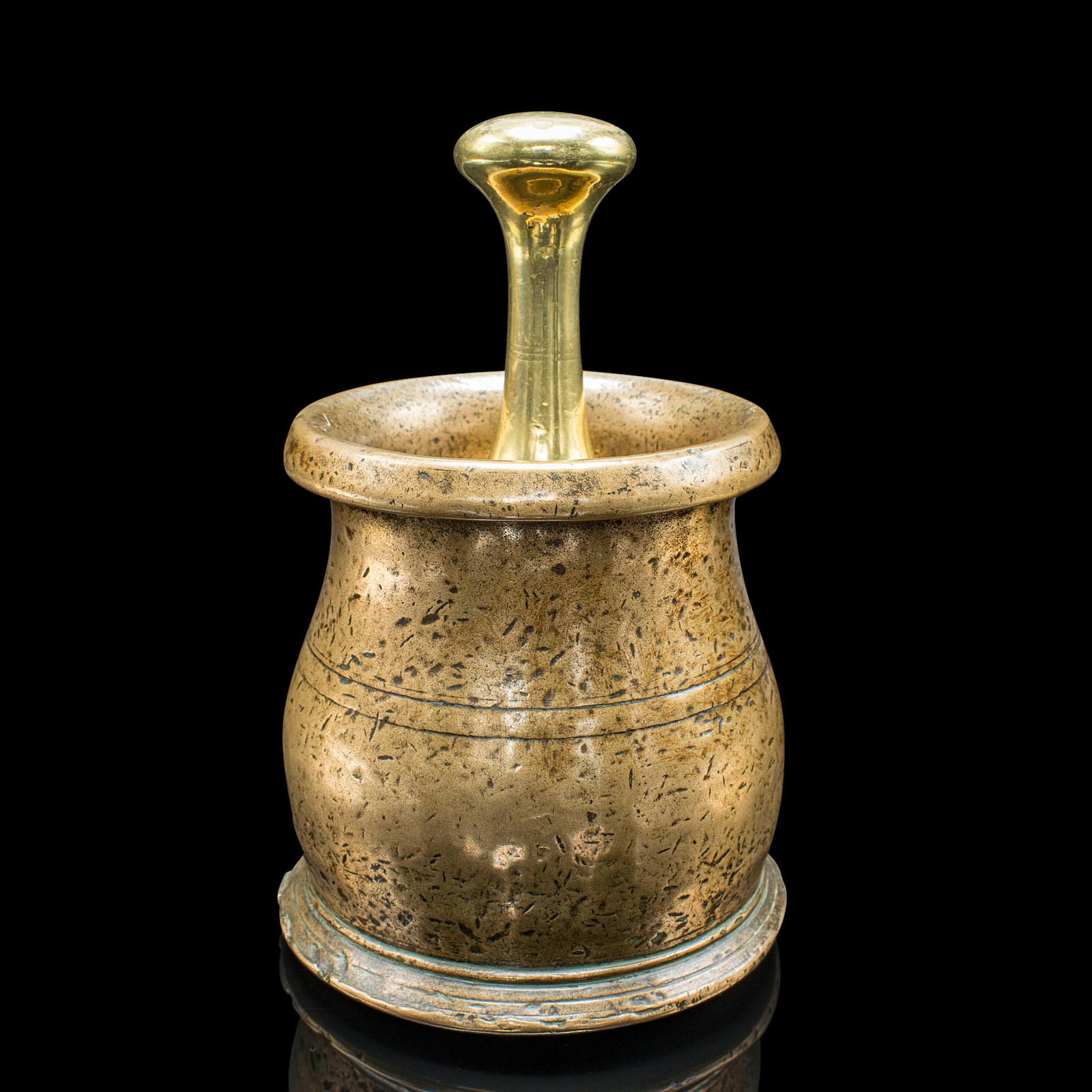 Antiker Mörser & Stößel, Englisch, Bronze Apotheker, Küchenhilfe, Carolean, 1670 im Angebot 4