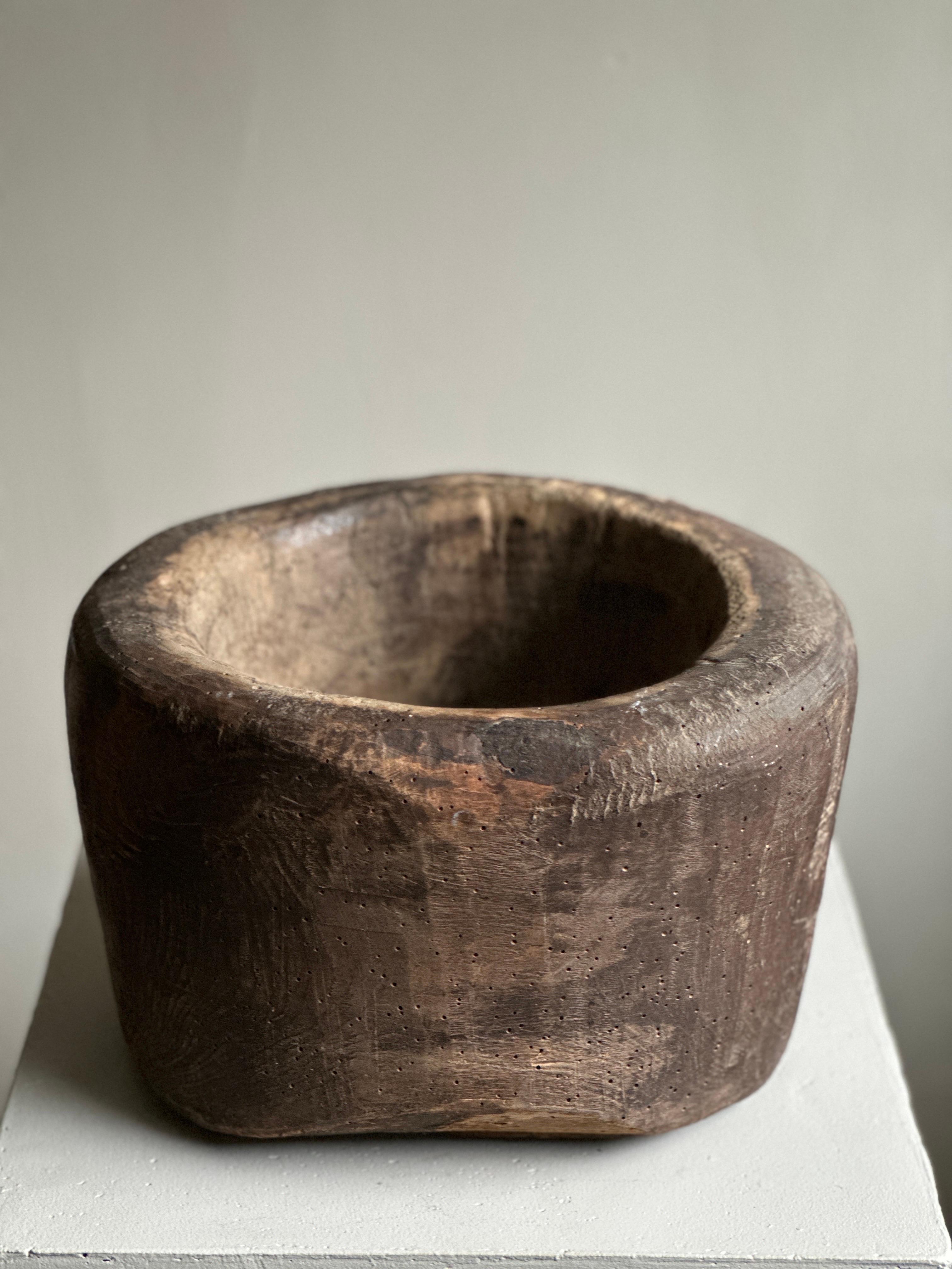 Antique Mortar, Wabi Sabi Style, Scandinavia 1800s In Good Condition For Sale In Hønefoss, 30