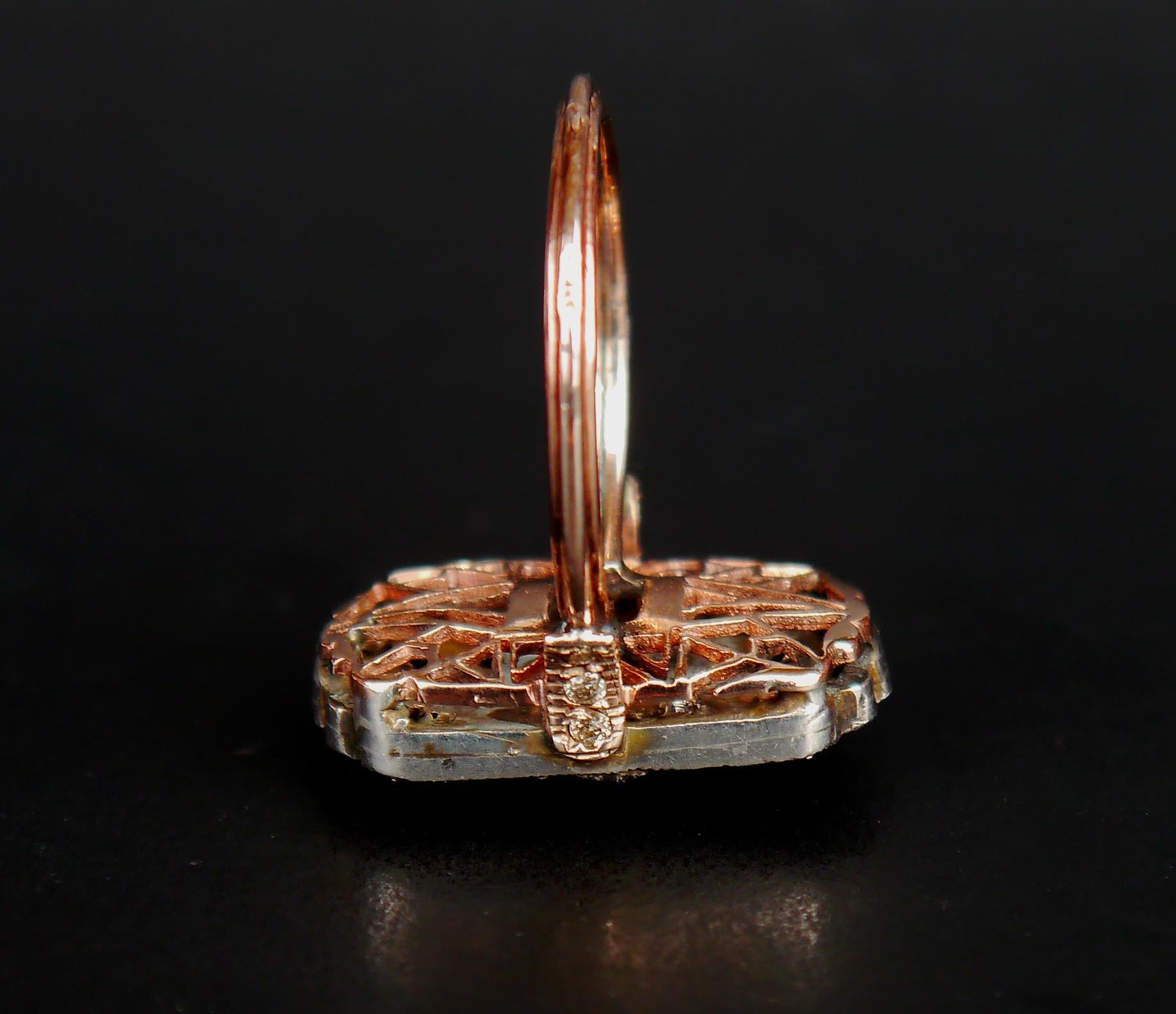 Antike Mosaik Ring Diamanten Rubin massiv 14K Gold Silber US6.75/ 5gr im Angebot 1