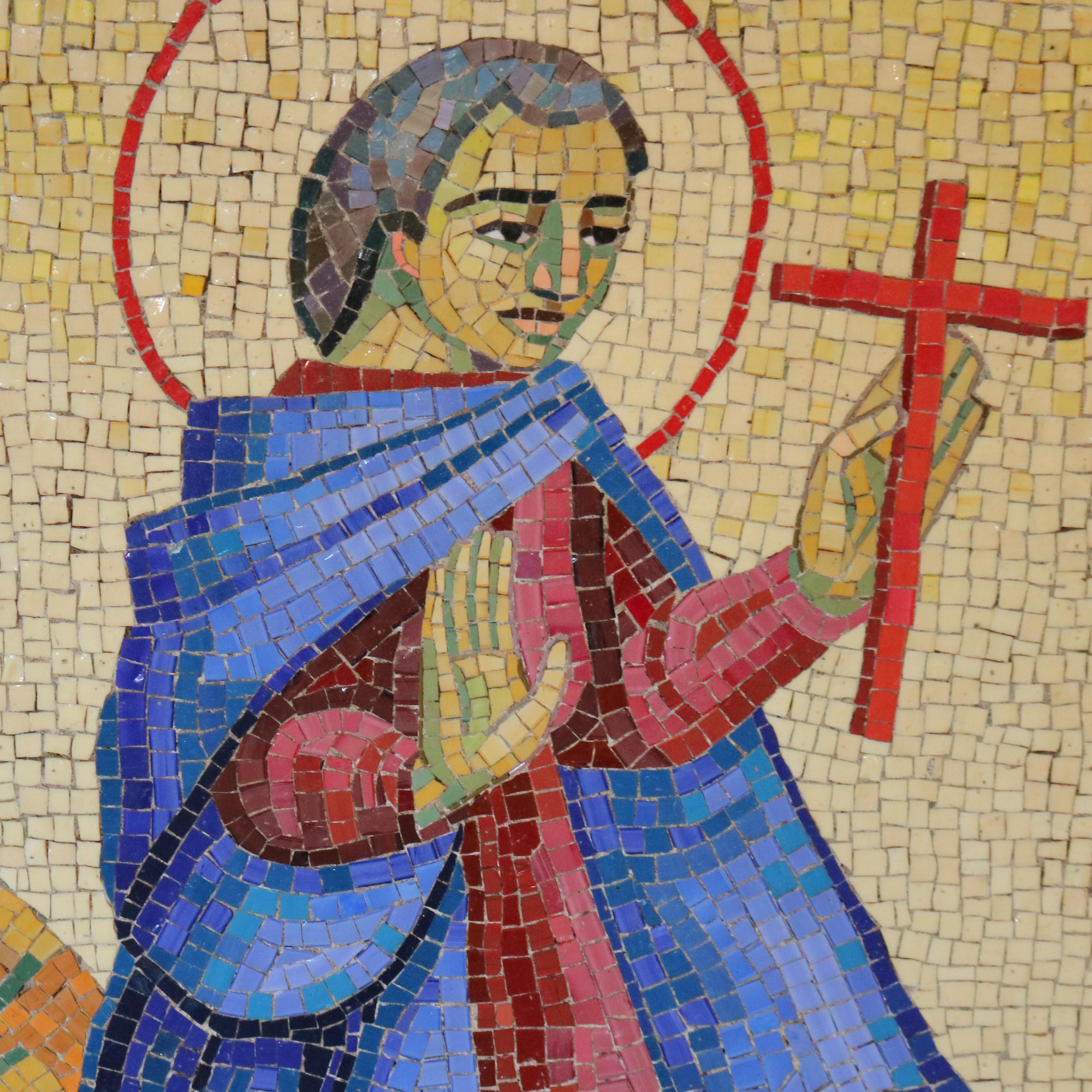 Antike Mosaikfliese Porträt des Heiligen Barnabus C1930 (20. Jahrhundert) im Angebot