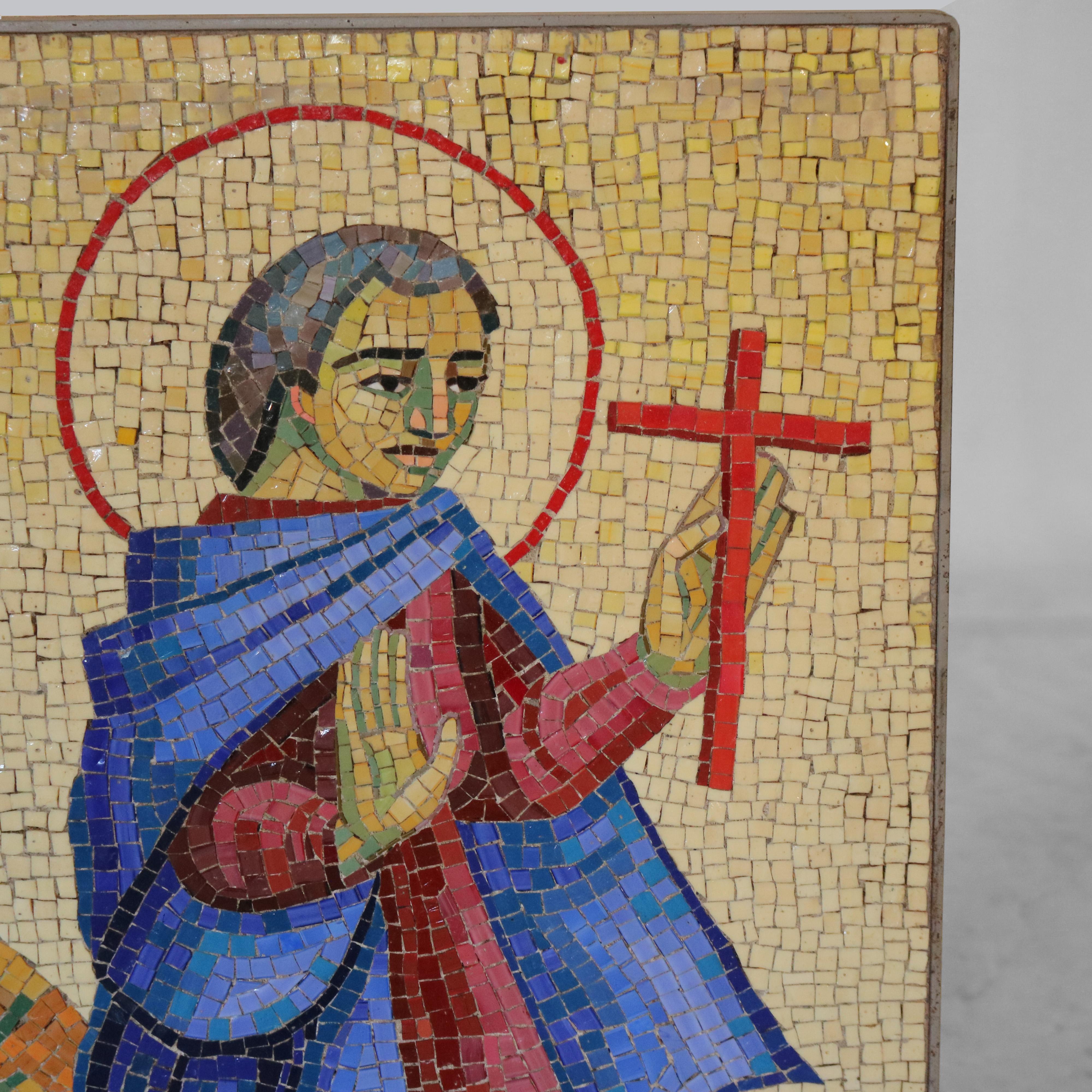 Antike Mosaikfliese Porträt des Heiligen Barnabus C1930 (Keramik) im Angebot