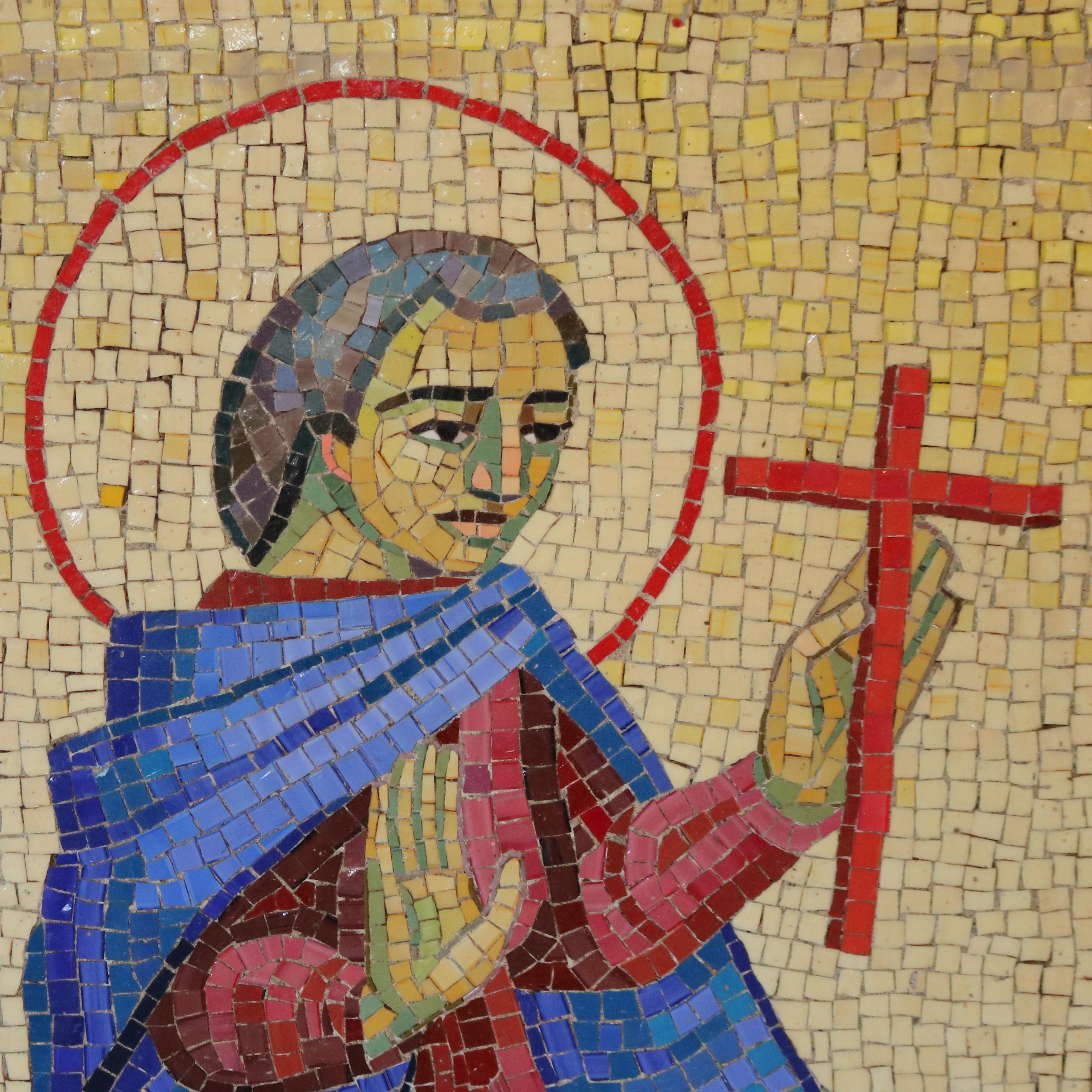 Antike Mosaikfliese Porträt des Heiligen Barnabus C1930 im Angebot 1