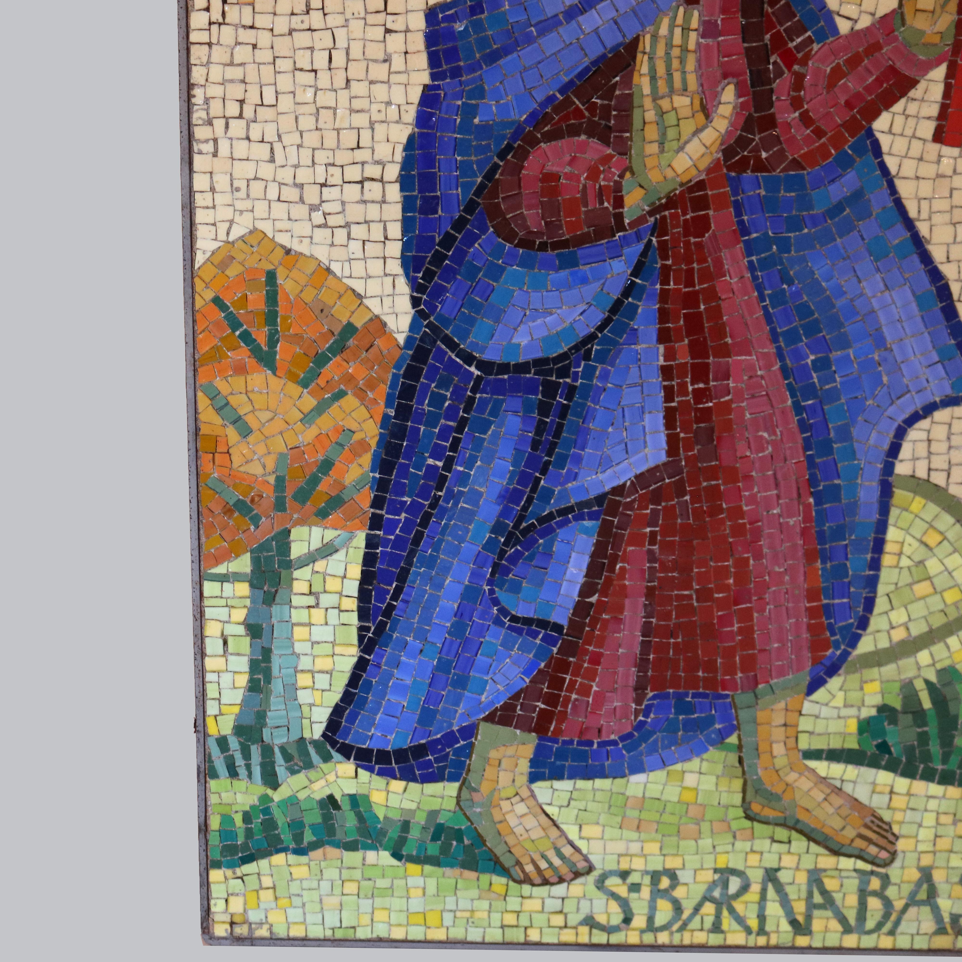 Antike Mosaikfliese Porträt des Heiligen Barnabus C1930 im Angebot 2