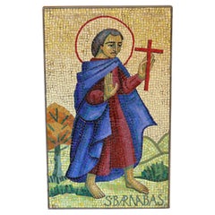 Antike Mosaikfliese Porträt des Heiligen Barnabus C1930