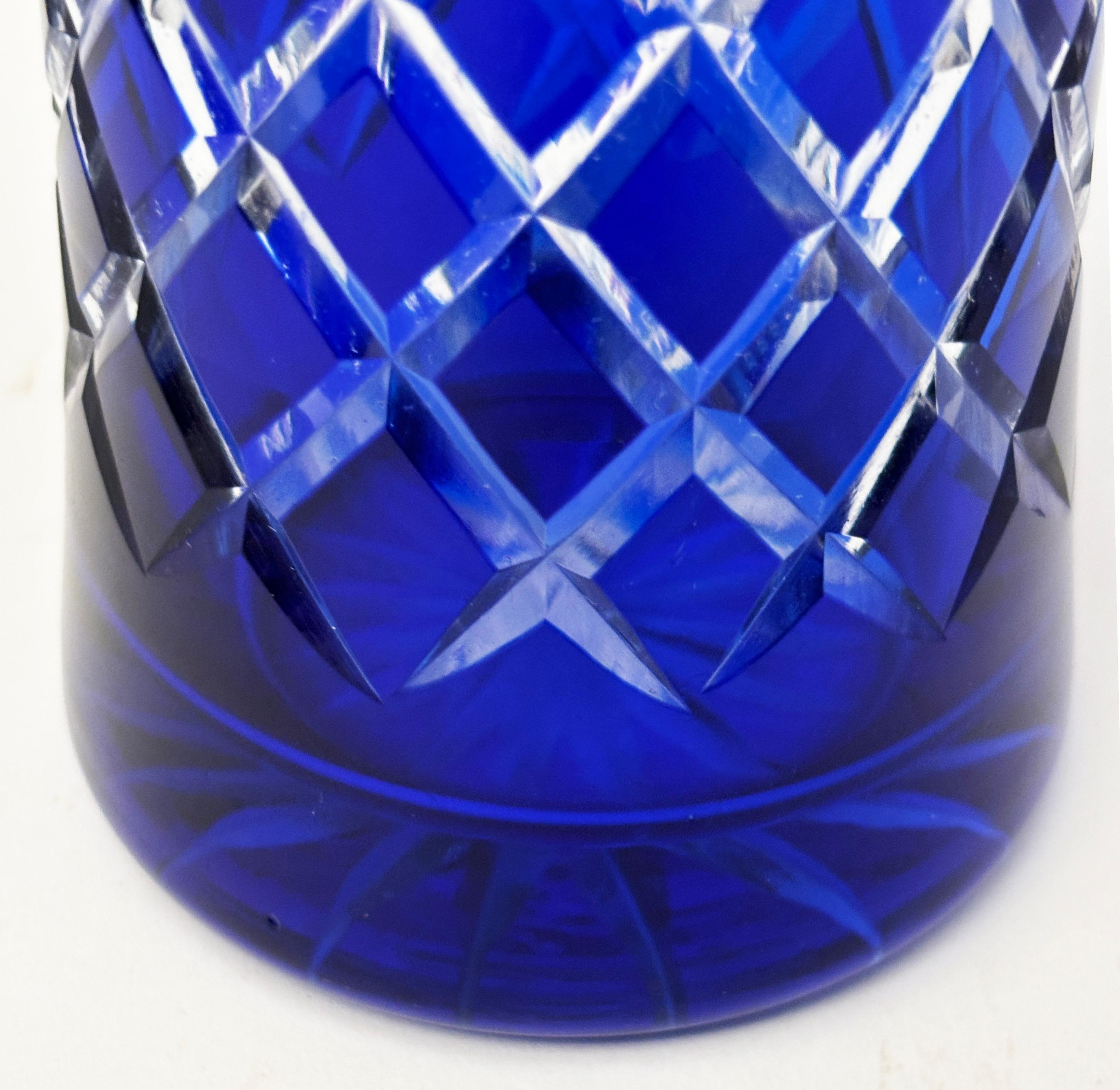 Antique Moser Bohemian Crystal Cobalt Blue to Clear Vase For Sale 7